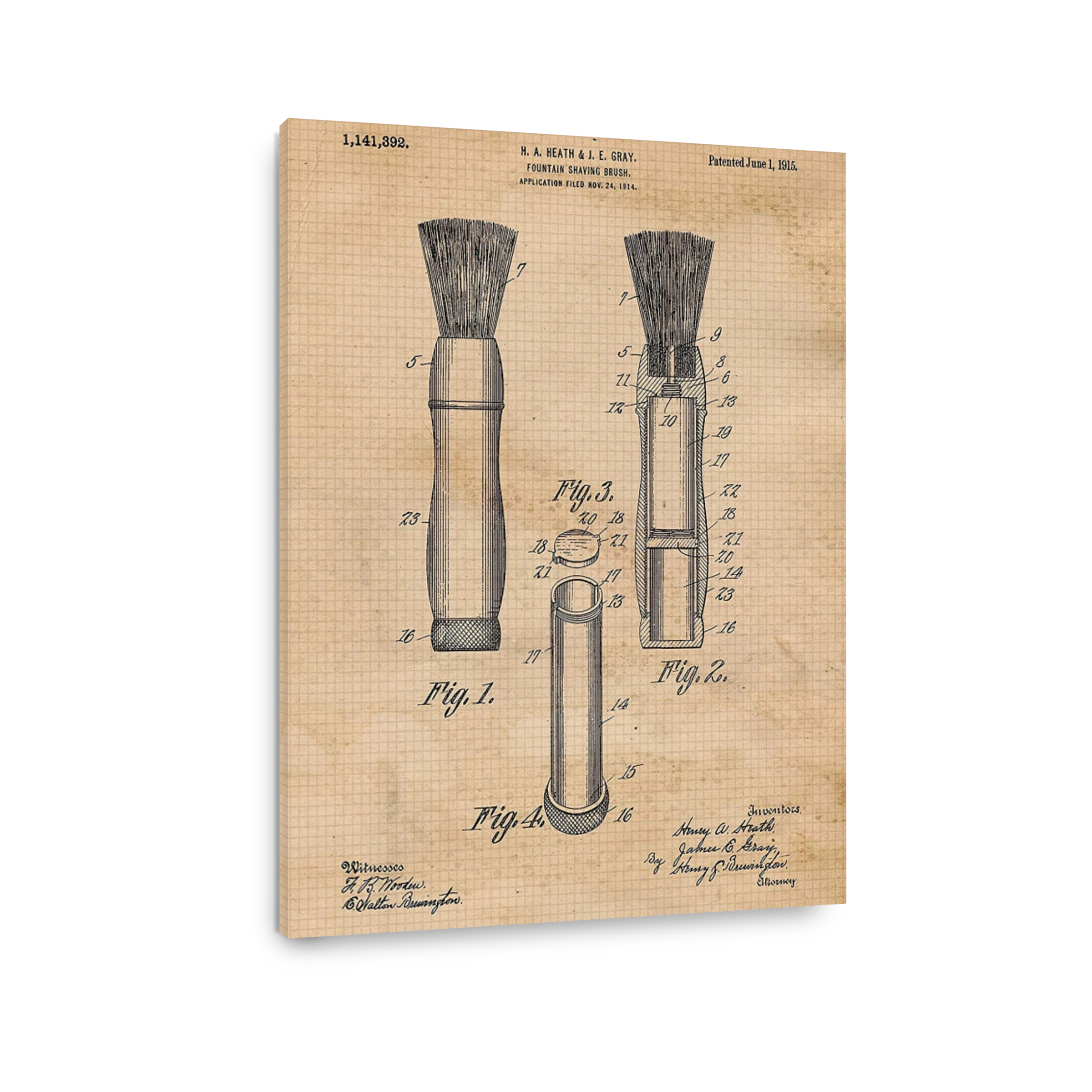 Fountain Shaving Brush Patent Drawing