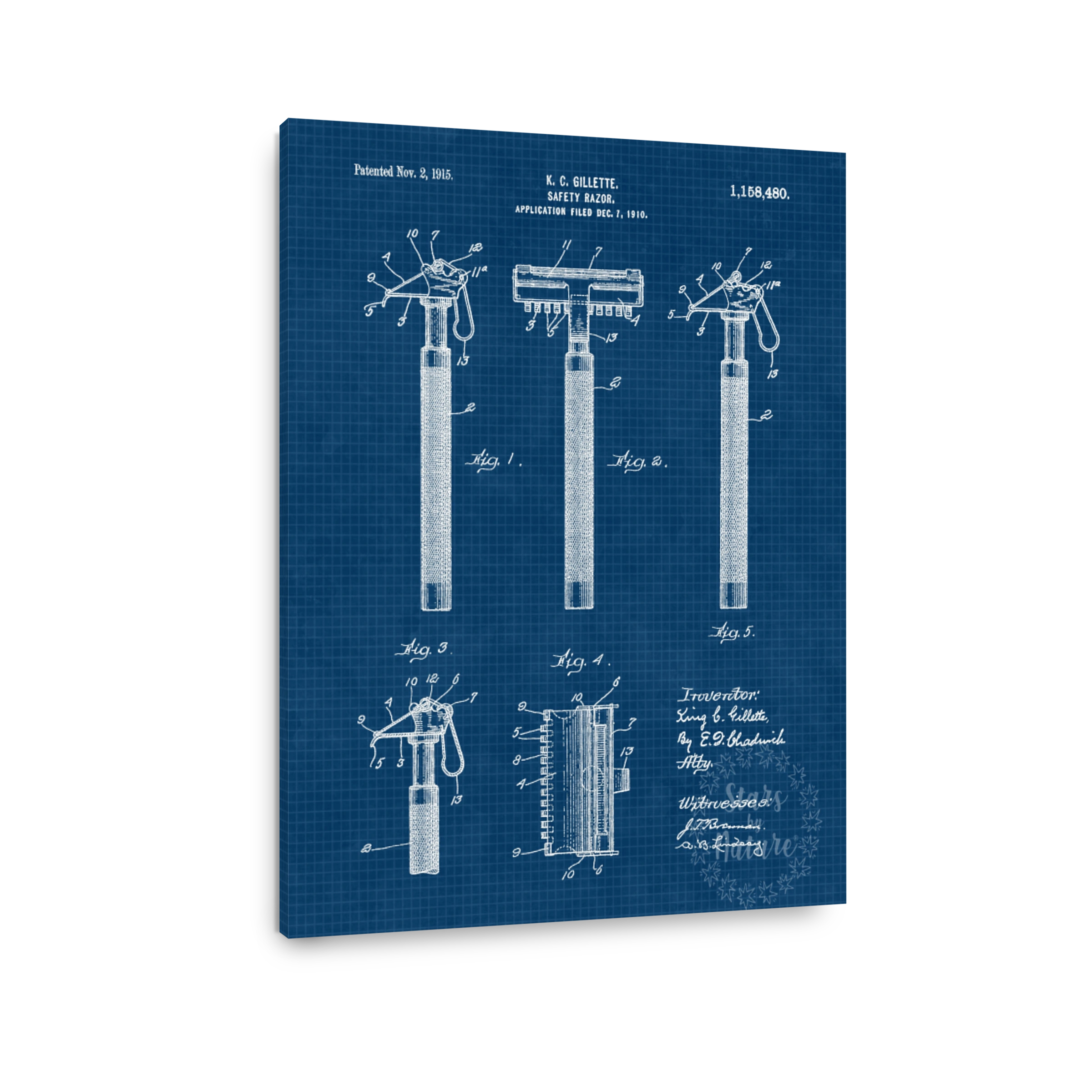 Gillette Safety Razor Patent Blueprint