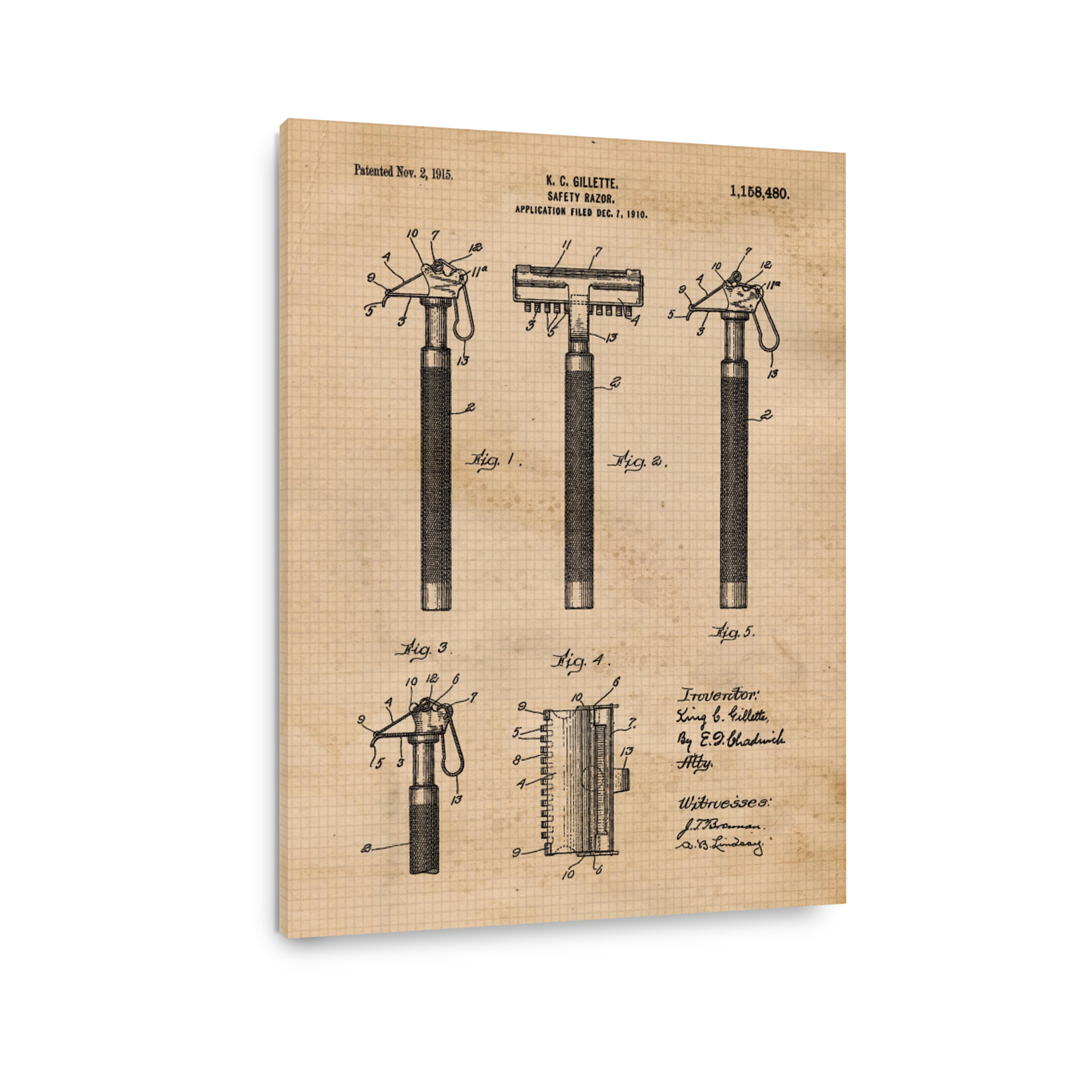 Vintage Gillette Safety Razor Blueprint