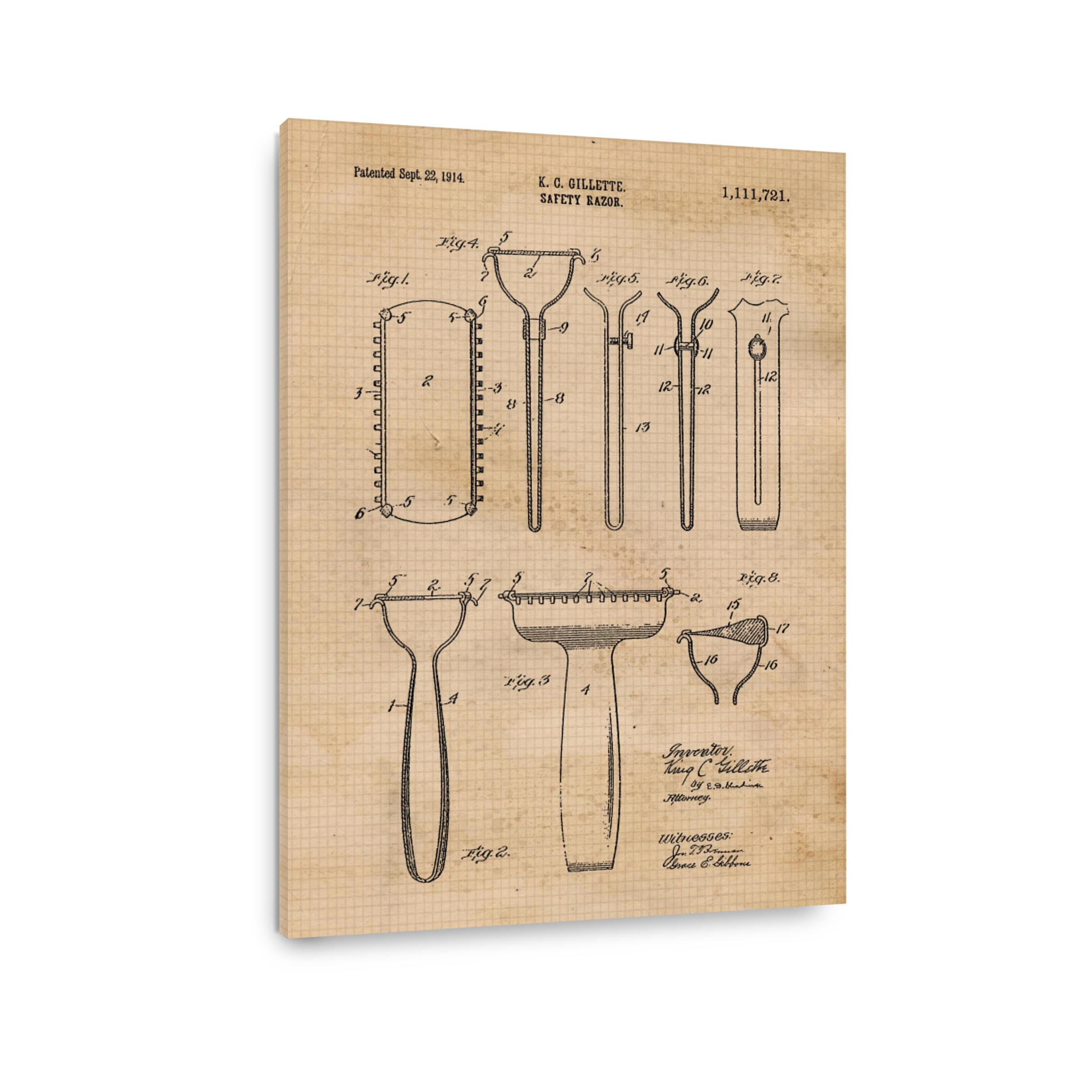 Gillette Safety Razor Patent Blueprint