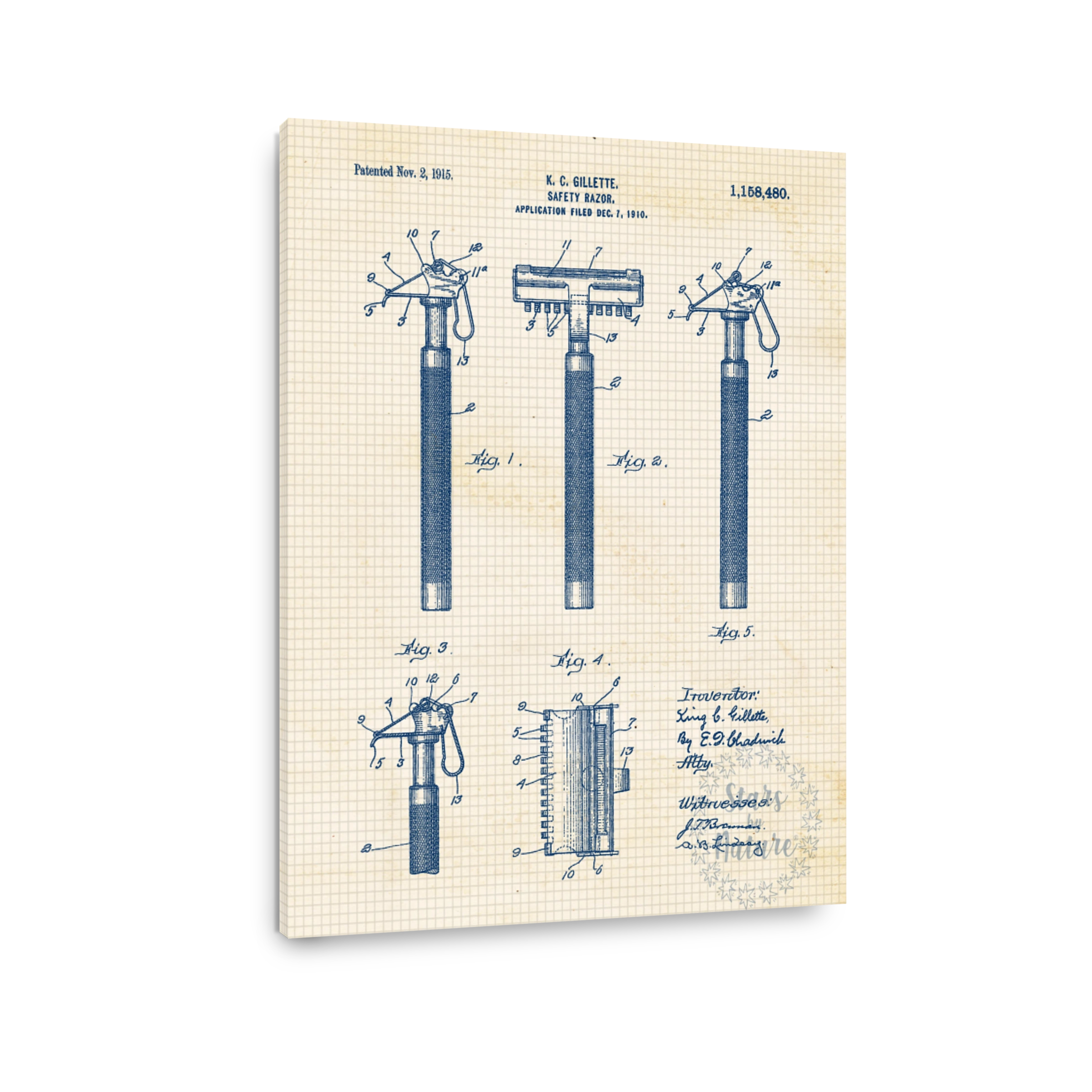 Gillette Safety Razor Patent Drawing