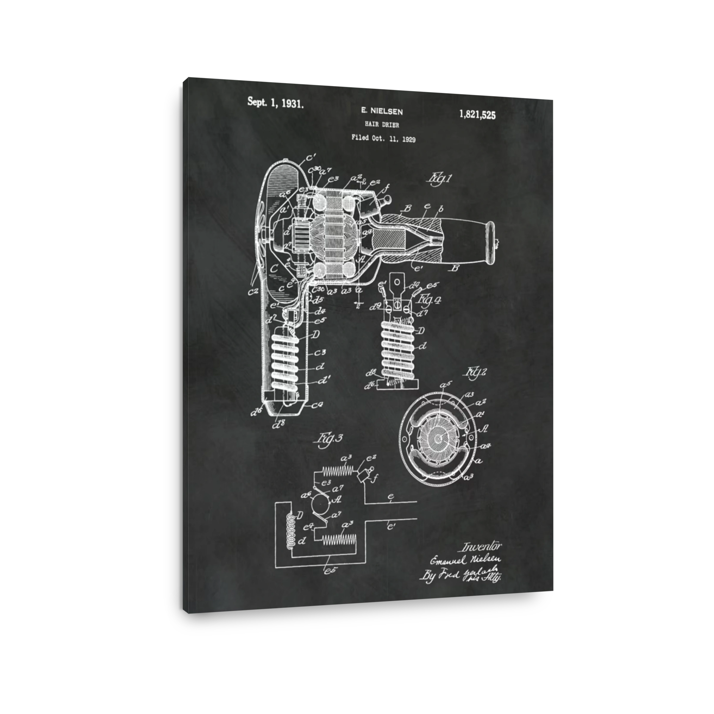 Vintage Hair Dryer Patent Drawing
