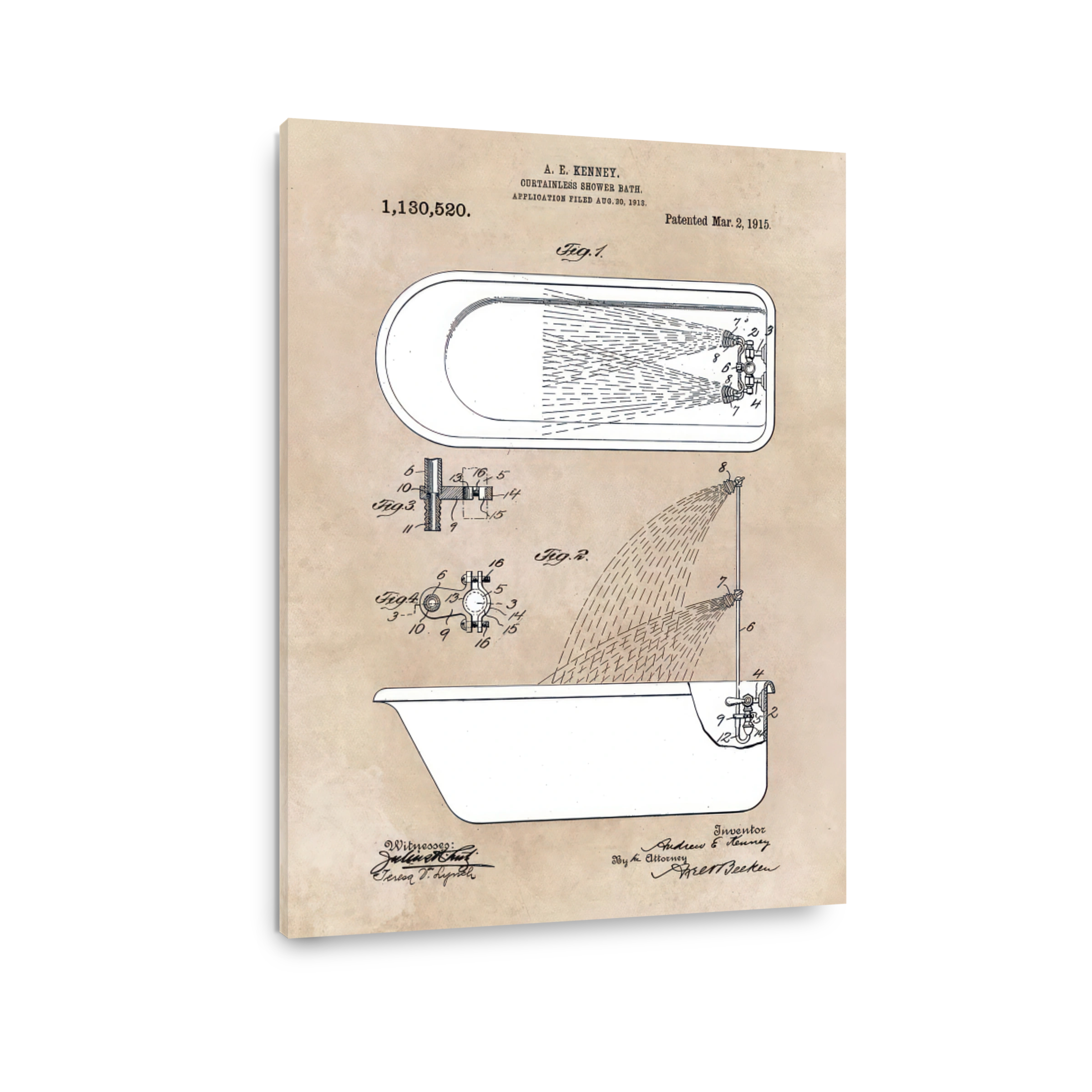 Vintage Shower Bath Patent Blueprint