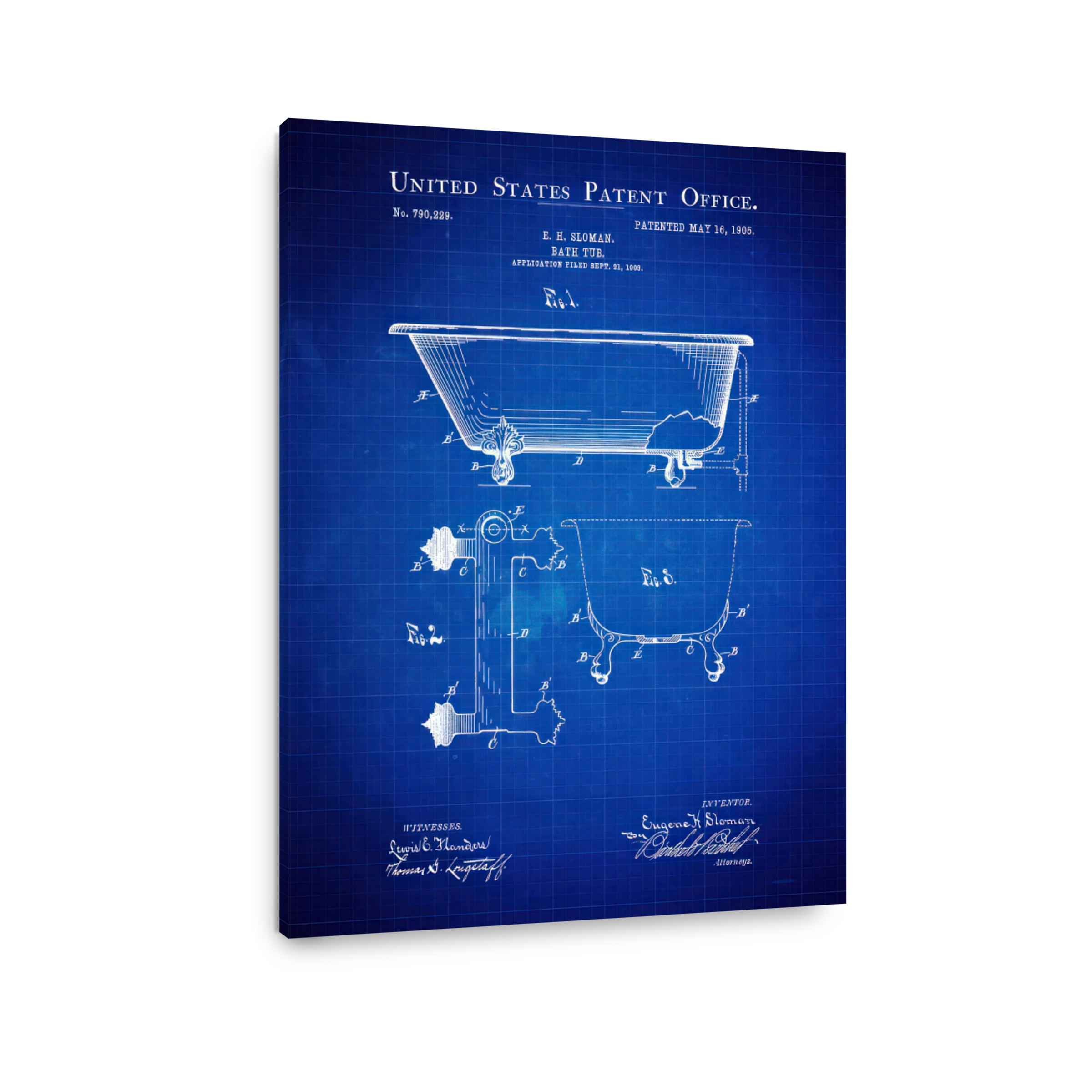 Vintage Bath Tub Patent Blueprint