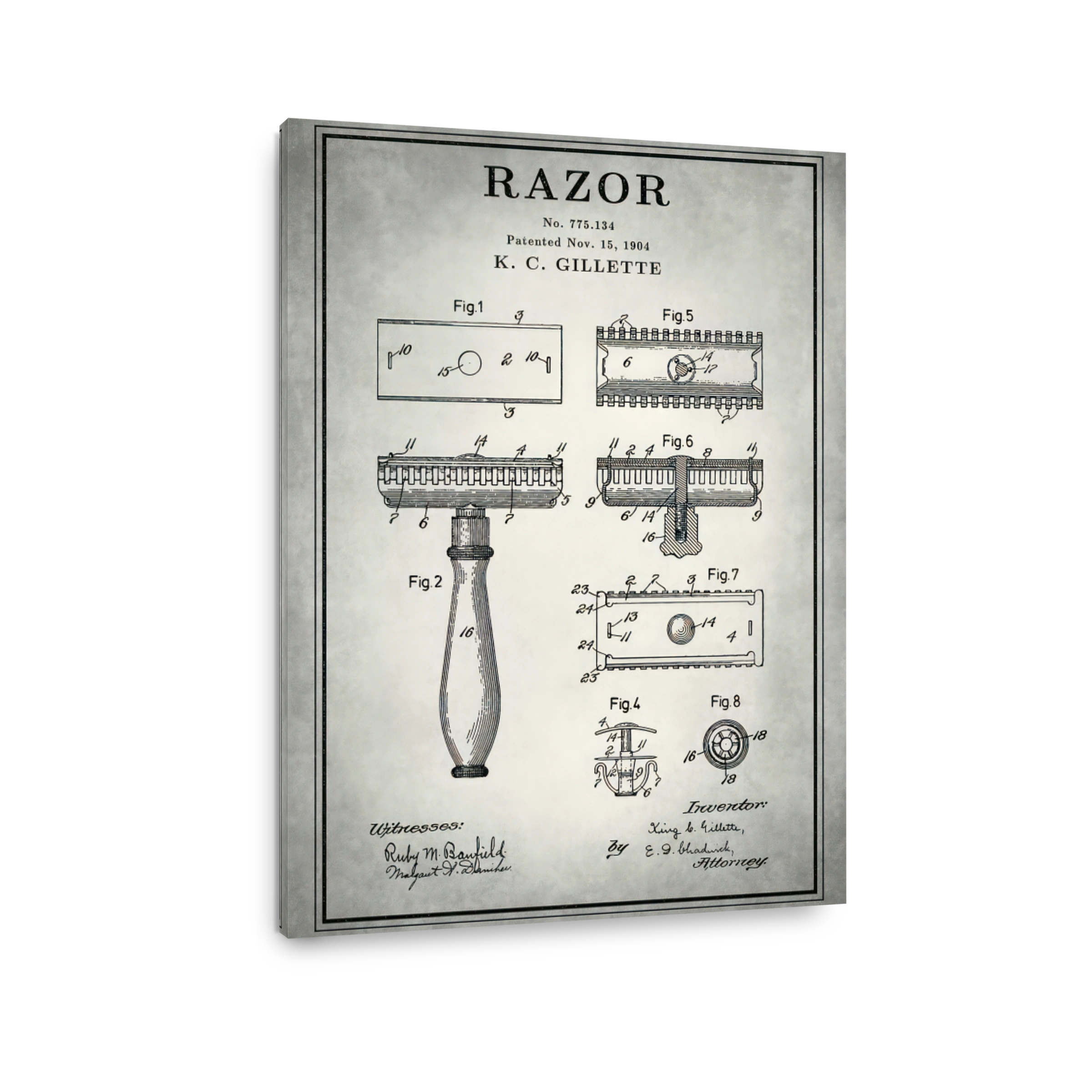 Gillette Razor Patent Blueprint