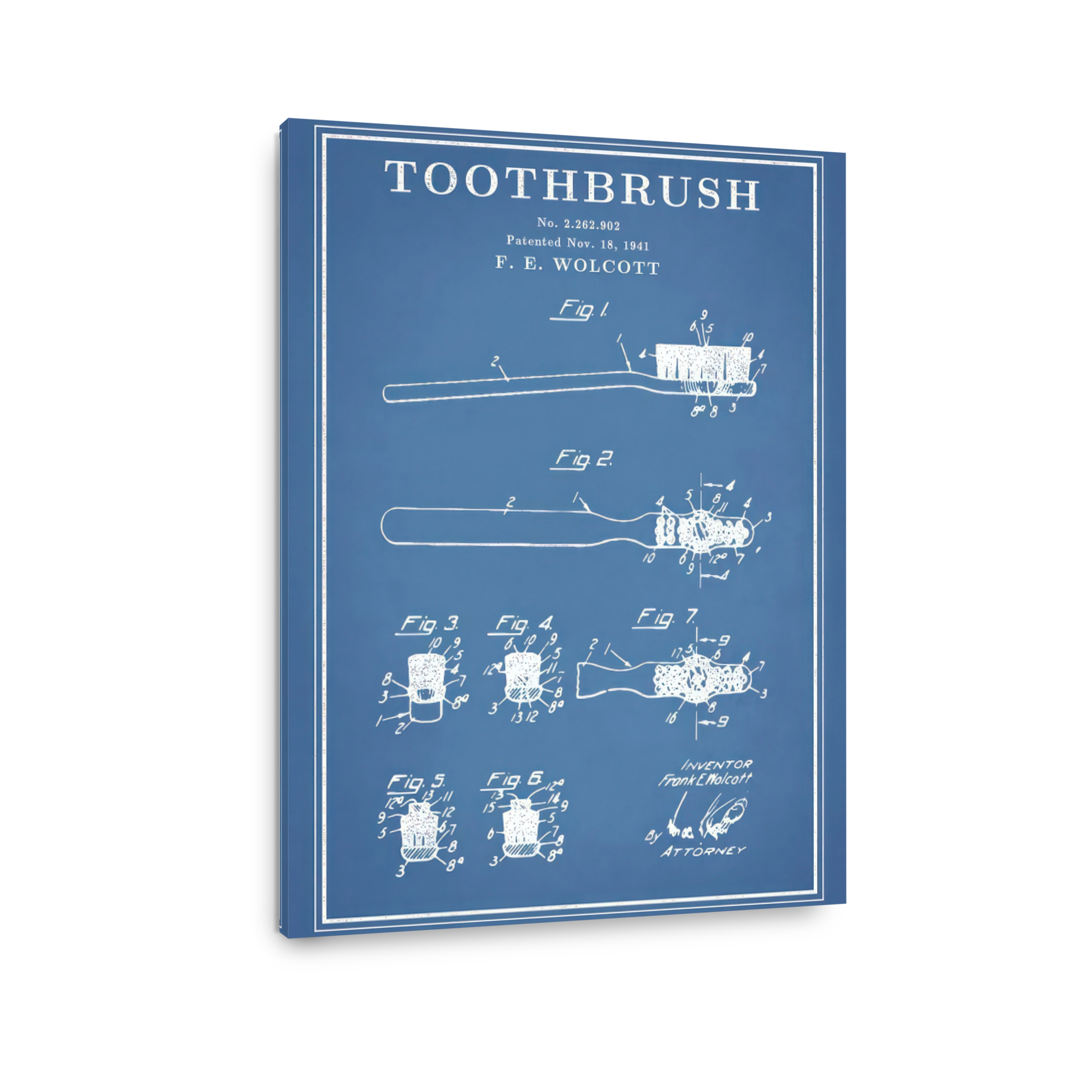 Toothbrush Patent Blueprint Art