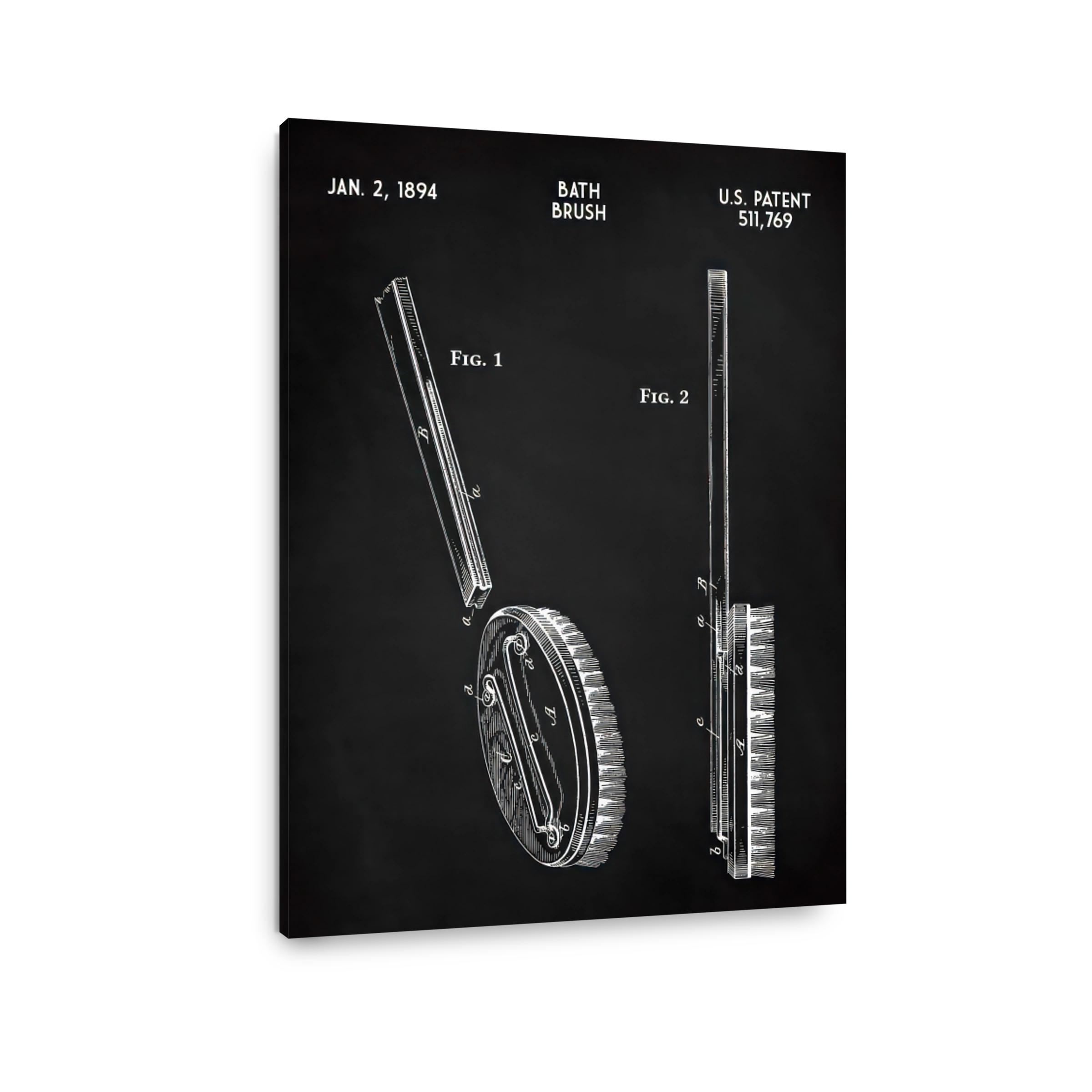 Vintage Bath Brush Patent Blueprint