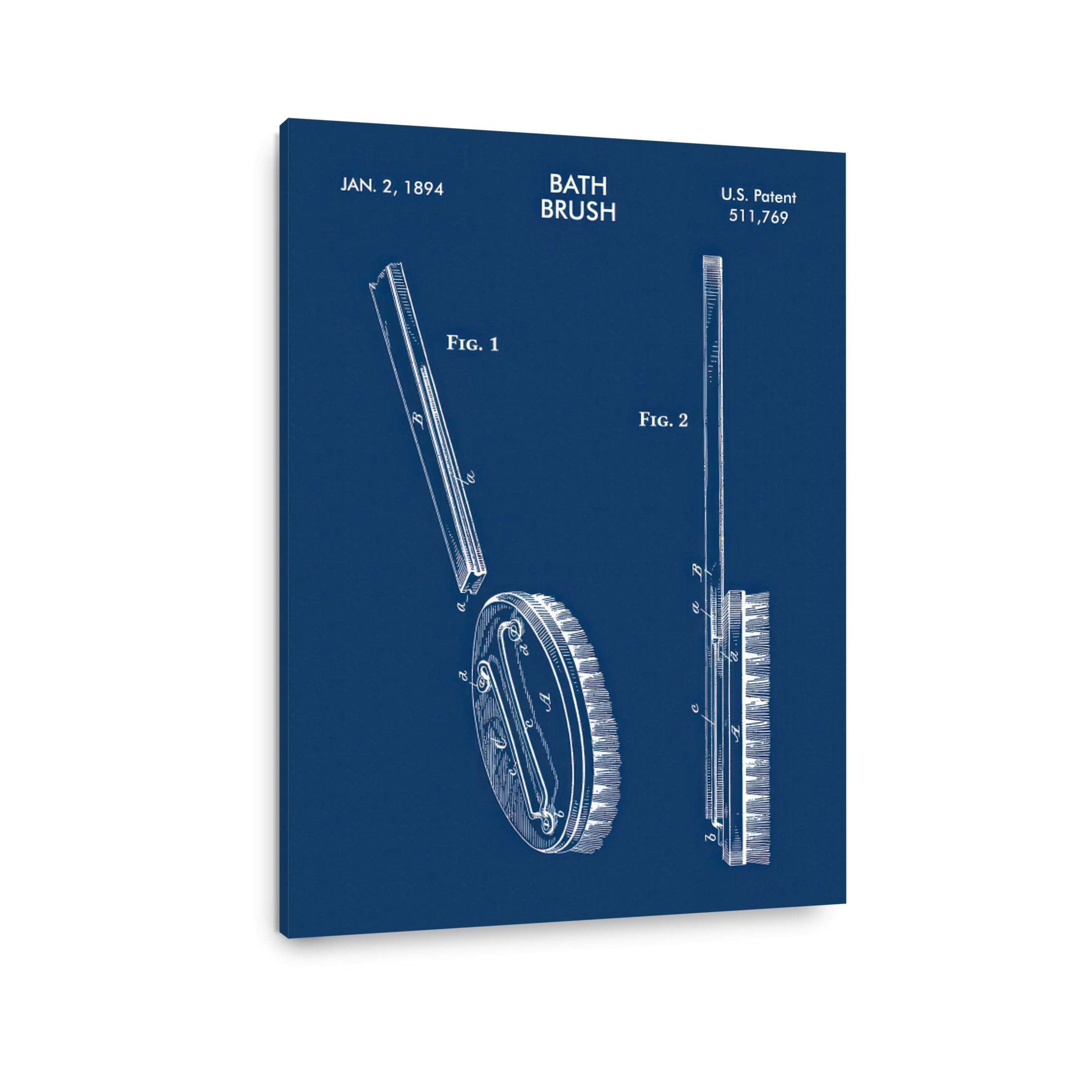 Vintage Bath Brush Patent Blueprint