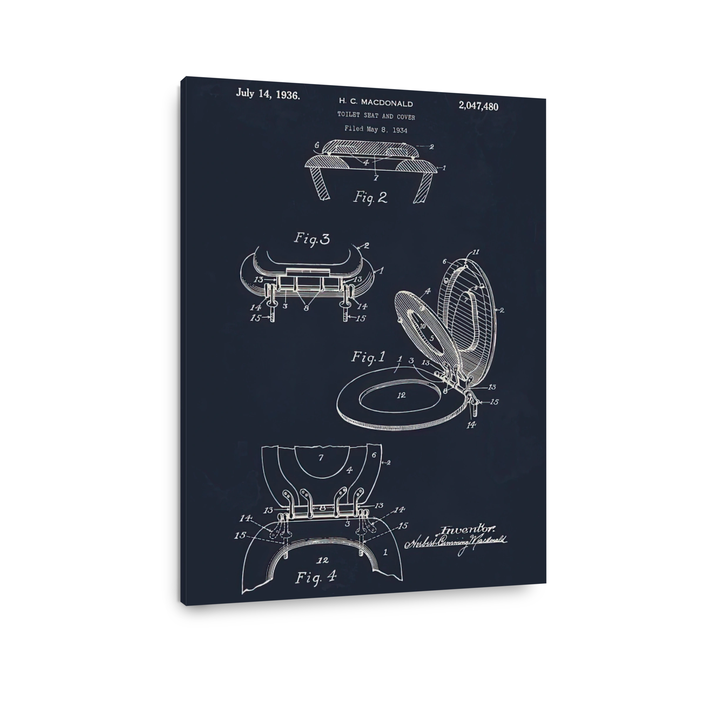 Vintage Toilet Seat and Cover Blueprint