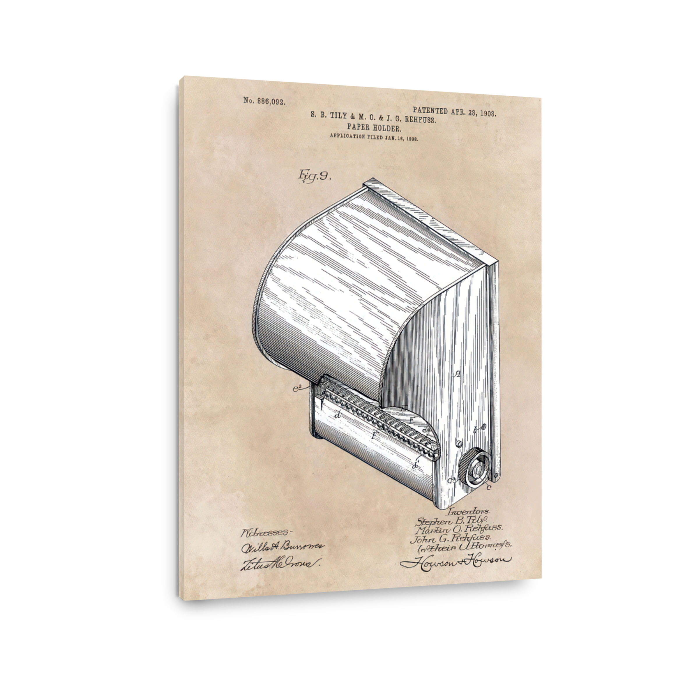Vintage Paper Holder Patent Drawing