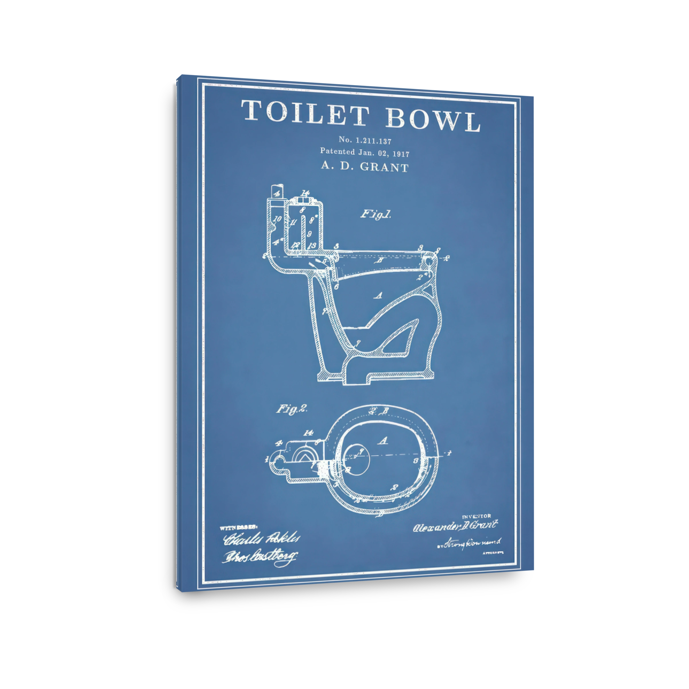 Vintage Toilet Bowl Patent Blueprint