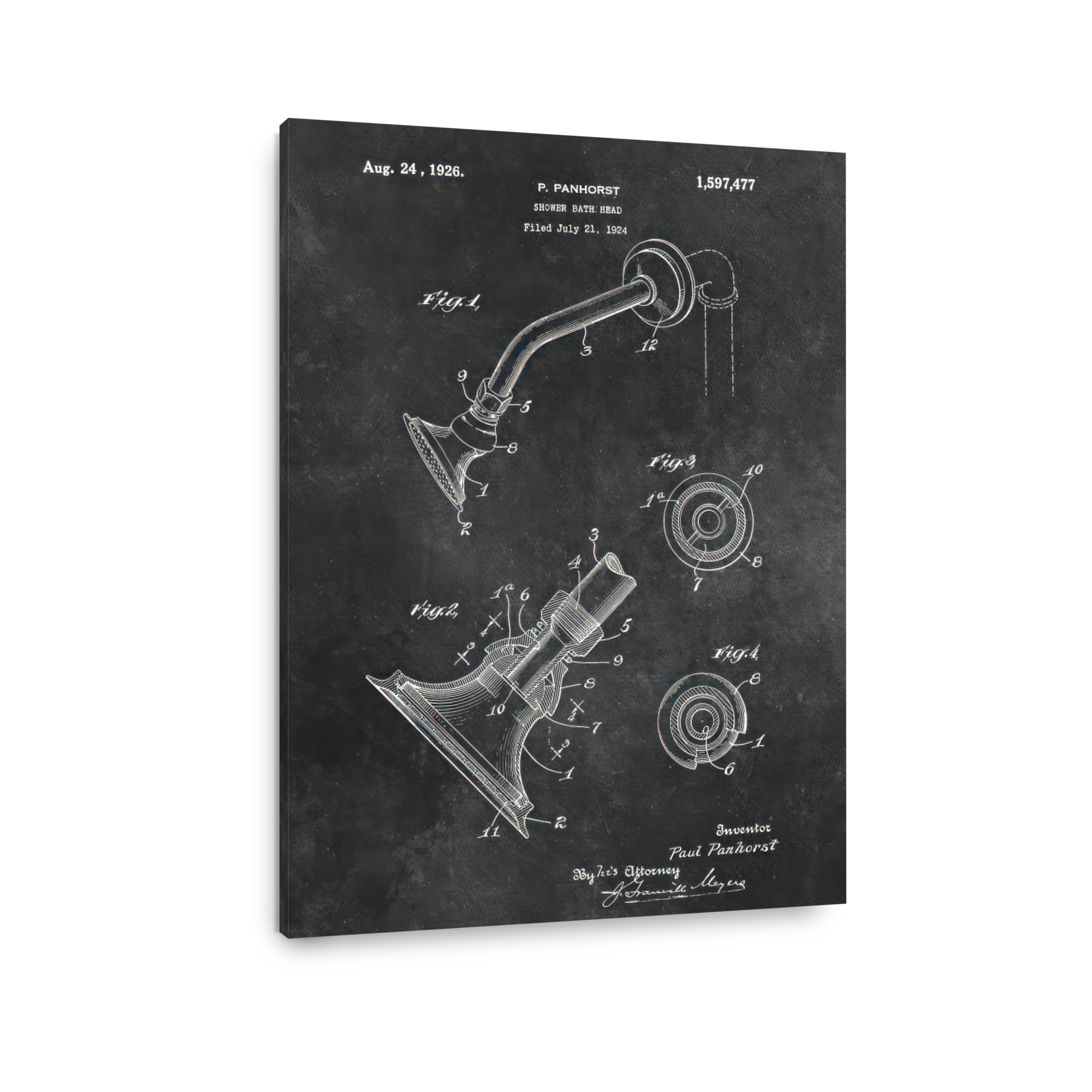 Vintage Shower Head Blueprint Art