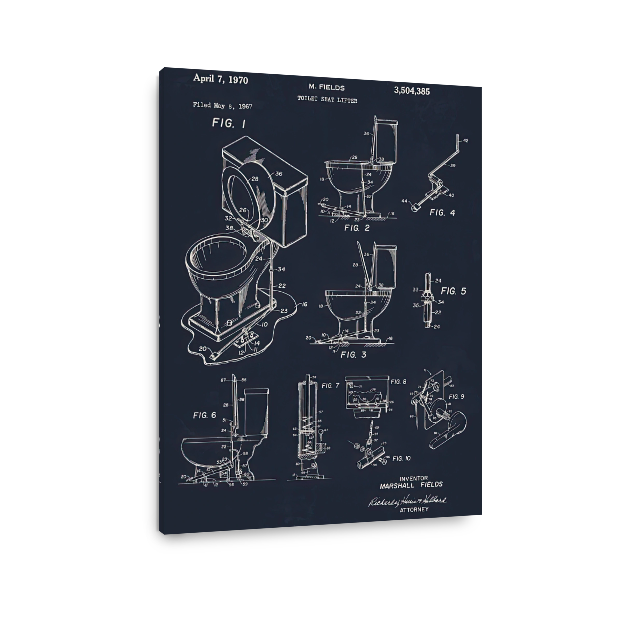 Vintage Toilet Seat Lifter Patent Drawing