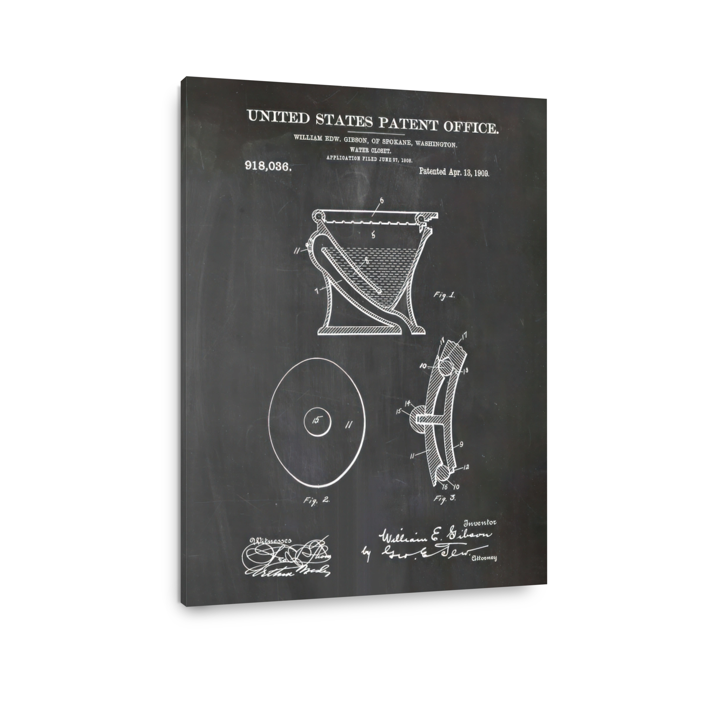 Vintage Water Closet Patent Drawing