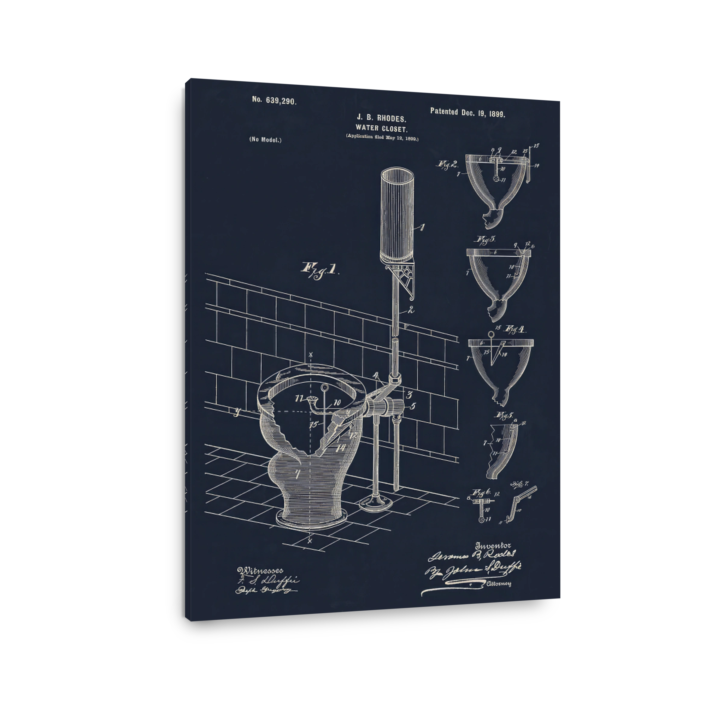 J. B. Rhodes Water Closet Patent Blueprint