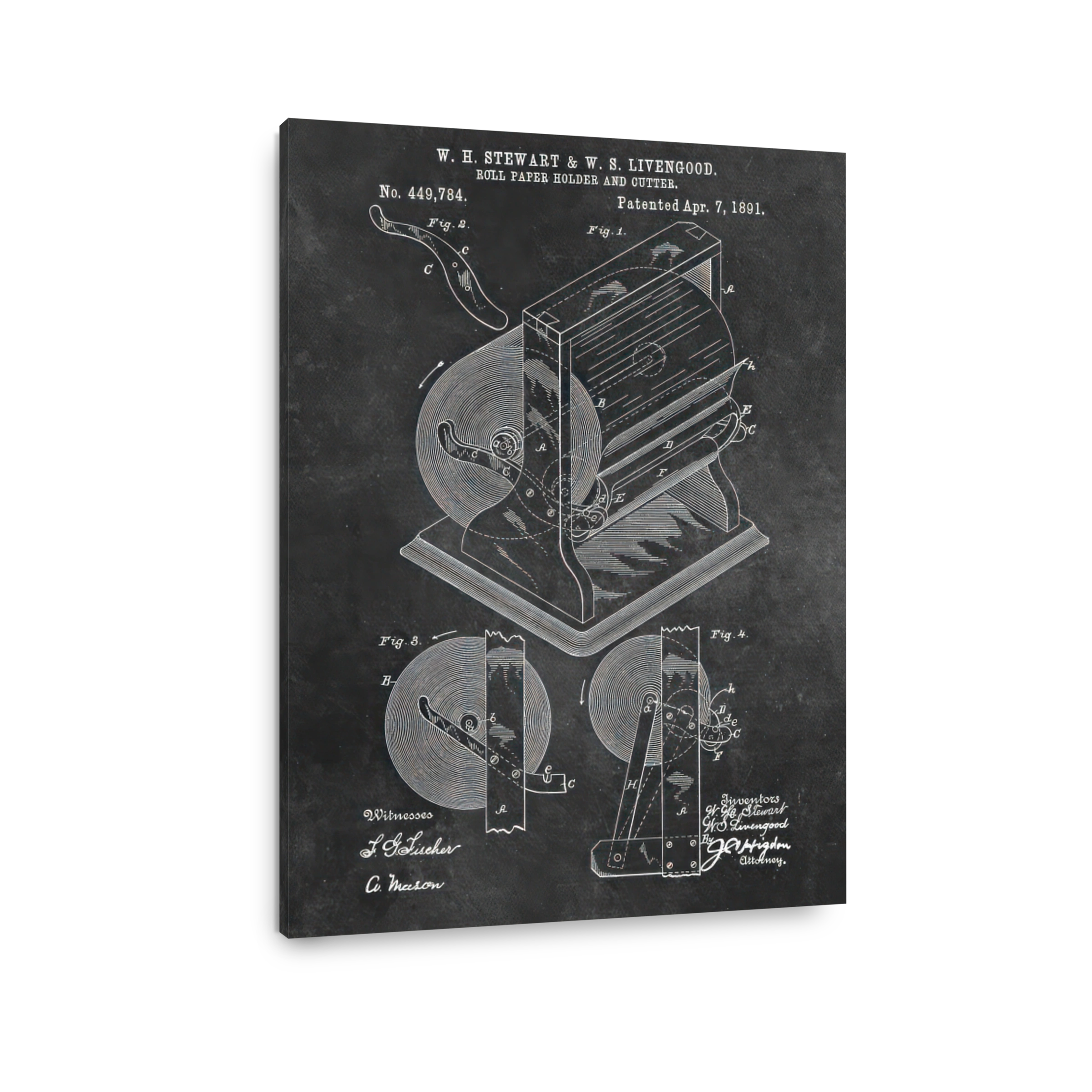 Vintage Roll Paper Holder and Cutter Blueprint