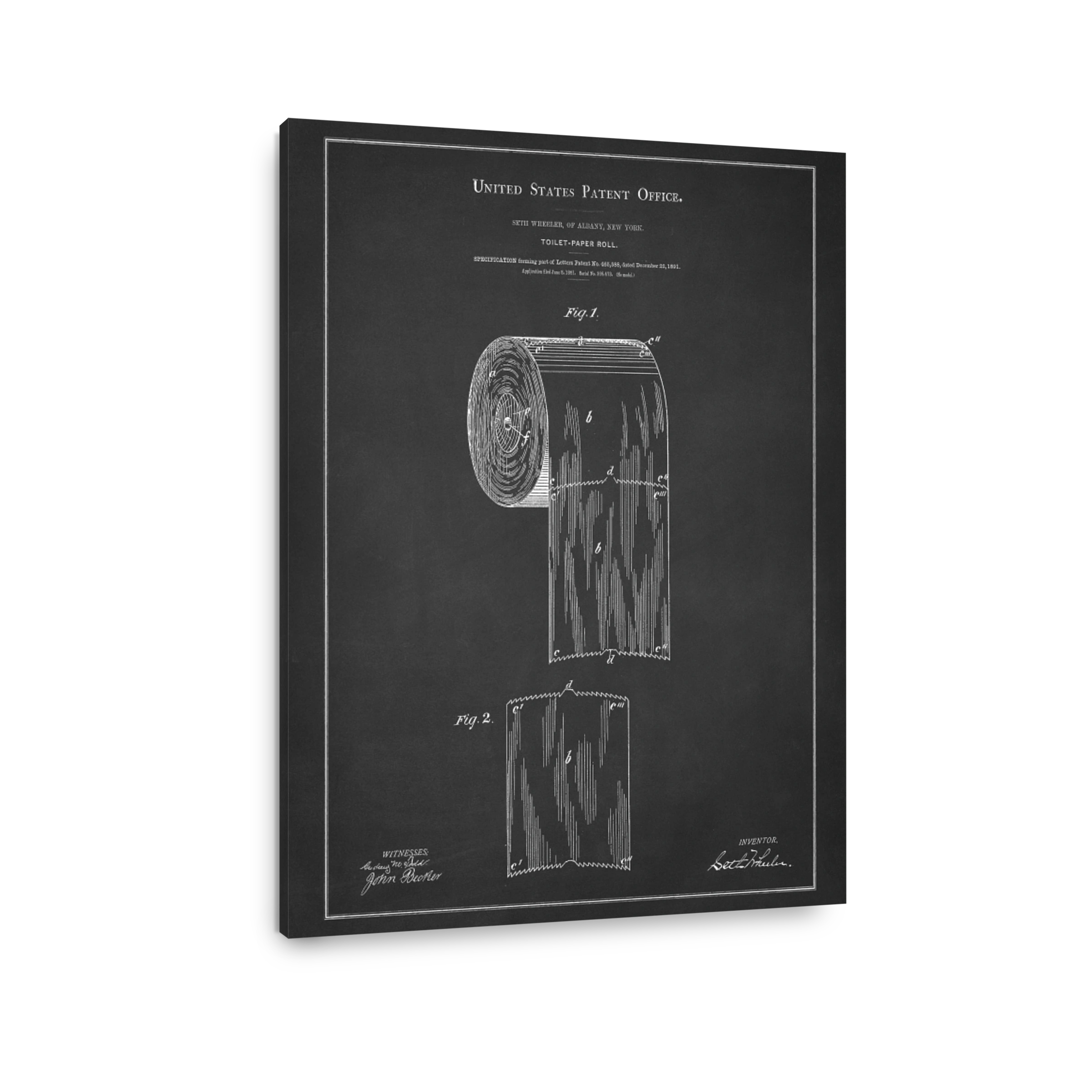 Vintage Toilet Paper Roll Patent Drawing