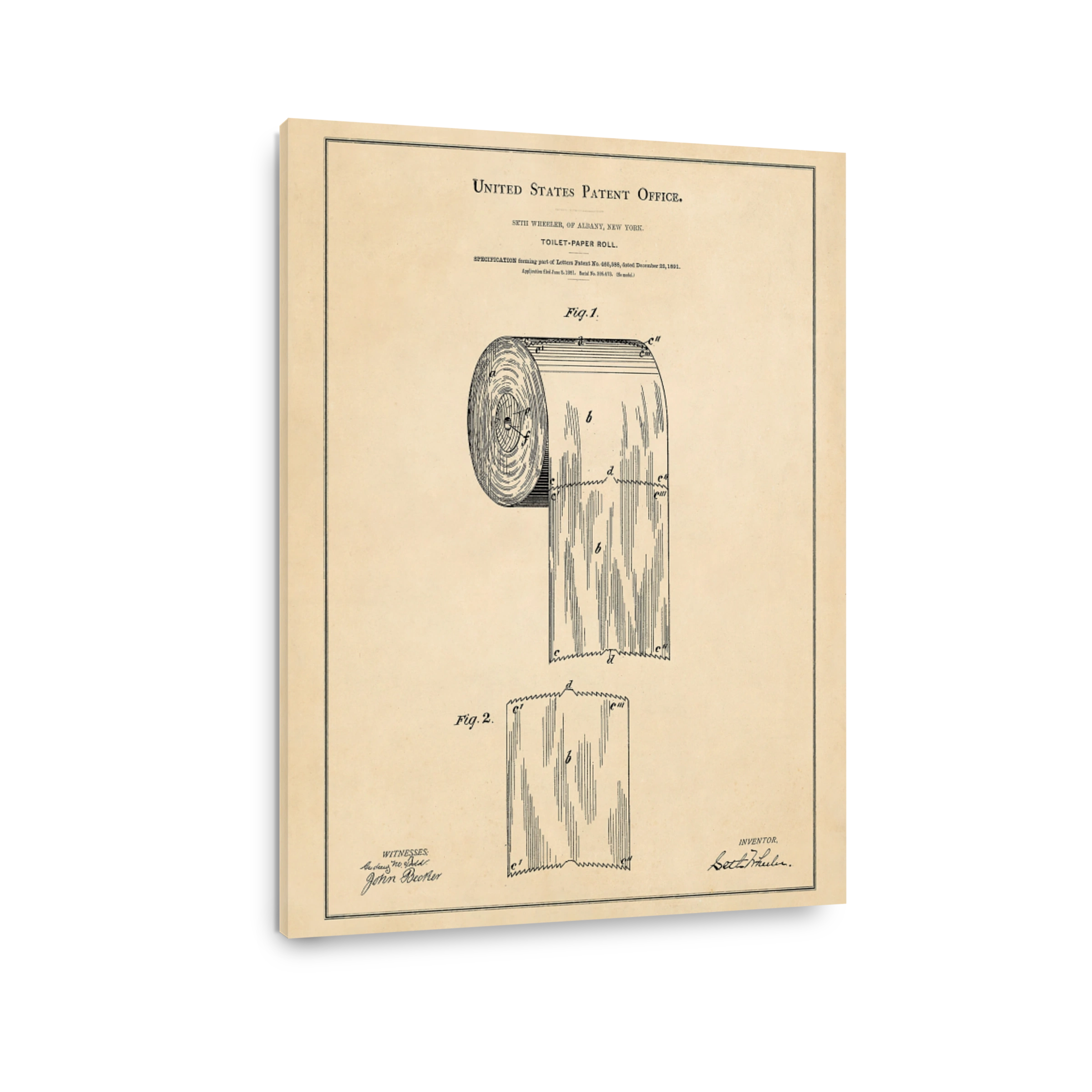 Vintage Toilet Paper Roll Patent Art