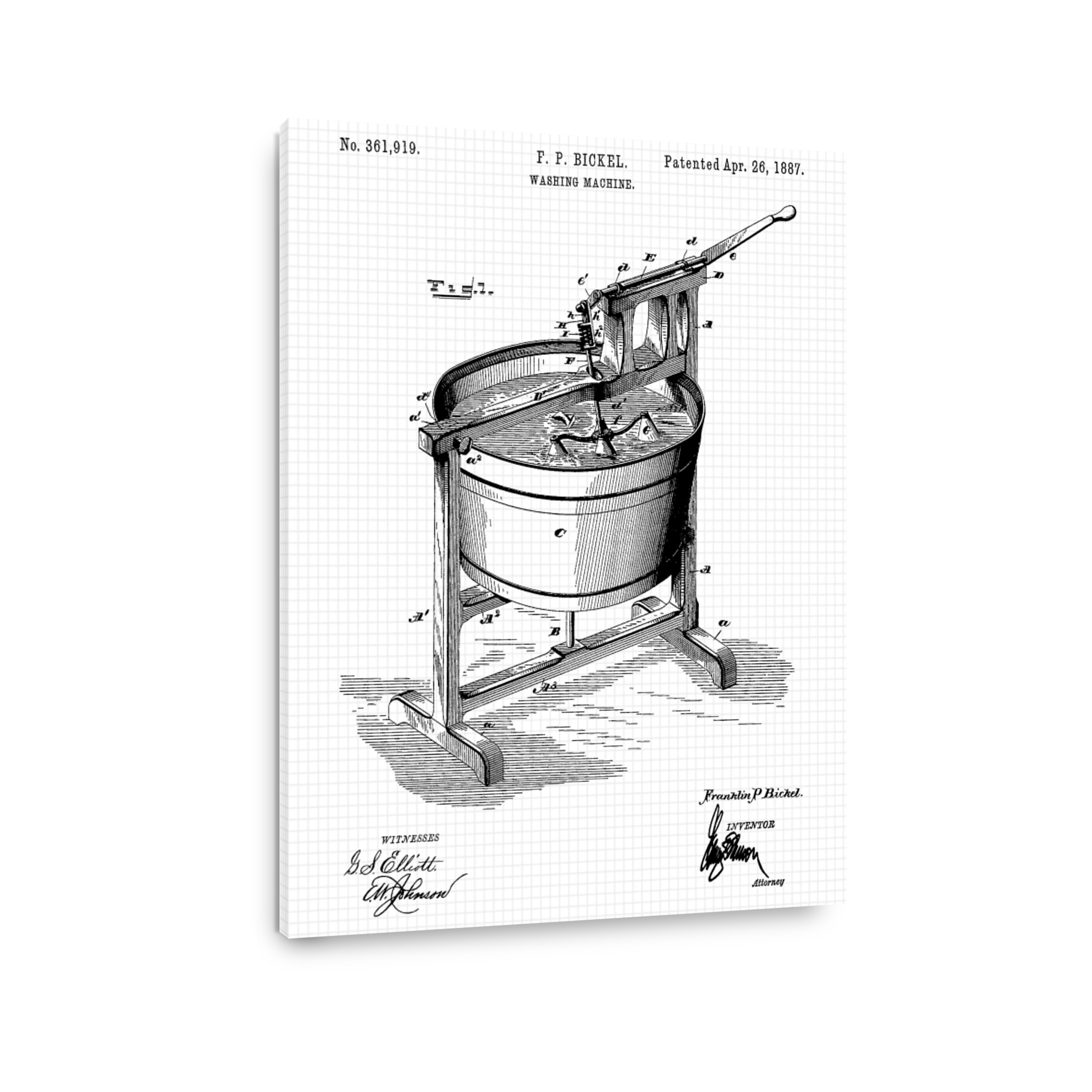 Antique Washing Machine Patent Drawing