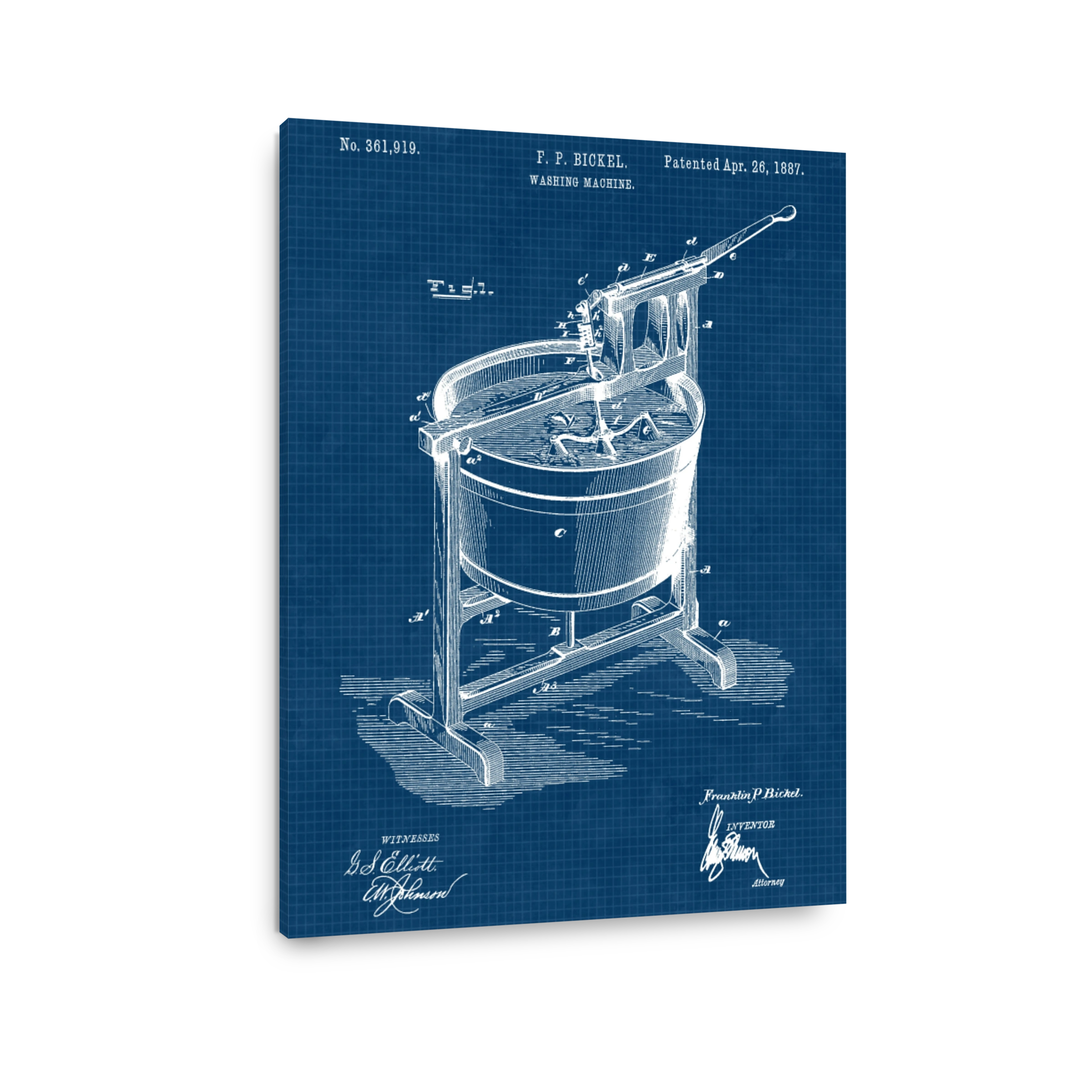 Vintage Washing Machine Patent Blueprint