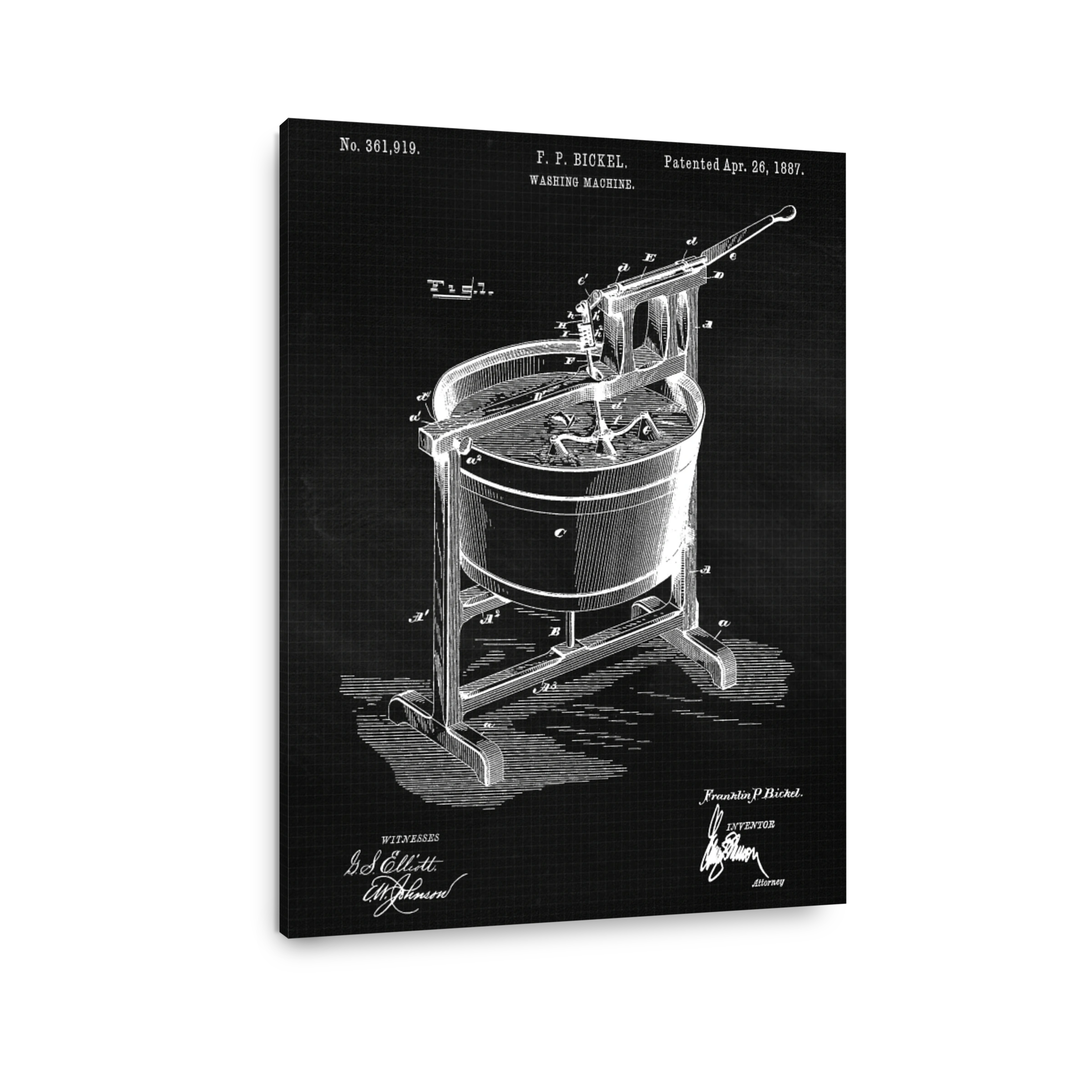 Vintage Washing Machine Blueprint Art