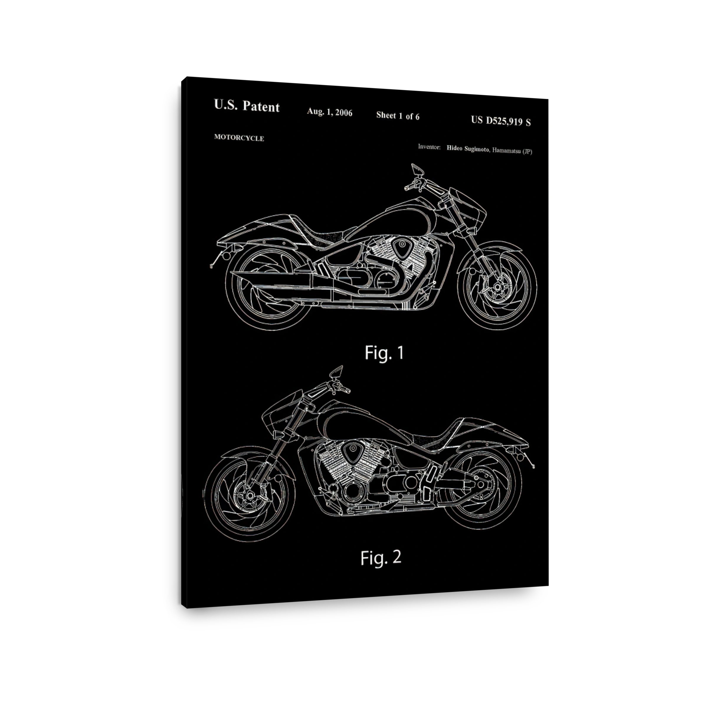Motorcycle Patent Blueprint Art