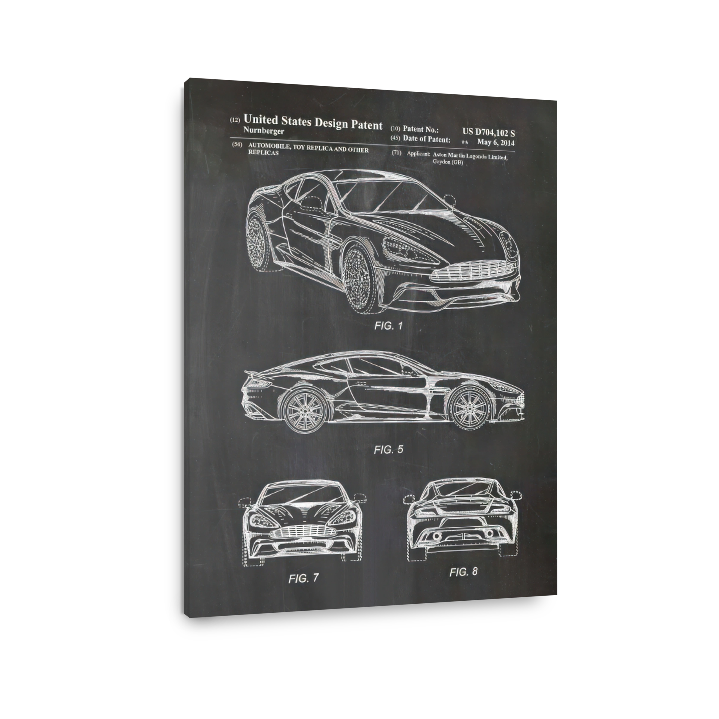 Aston Martin Car Blueprint Art