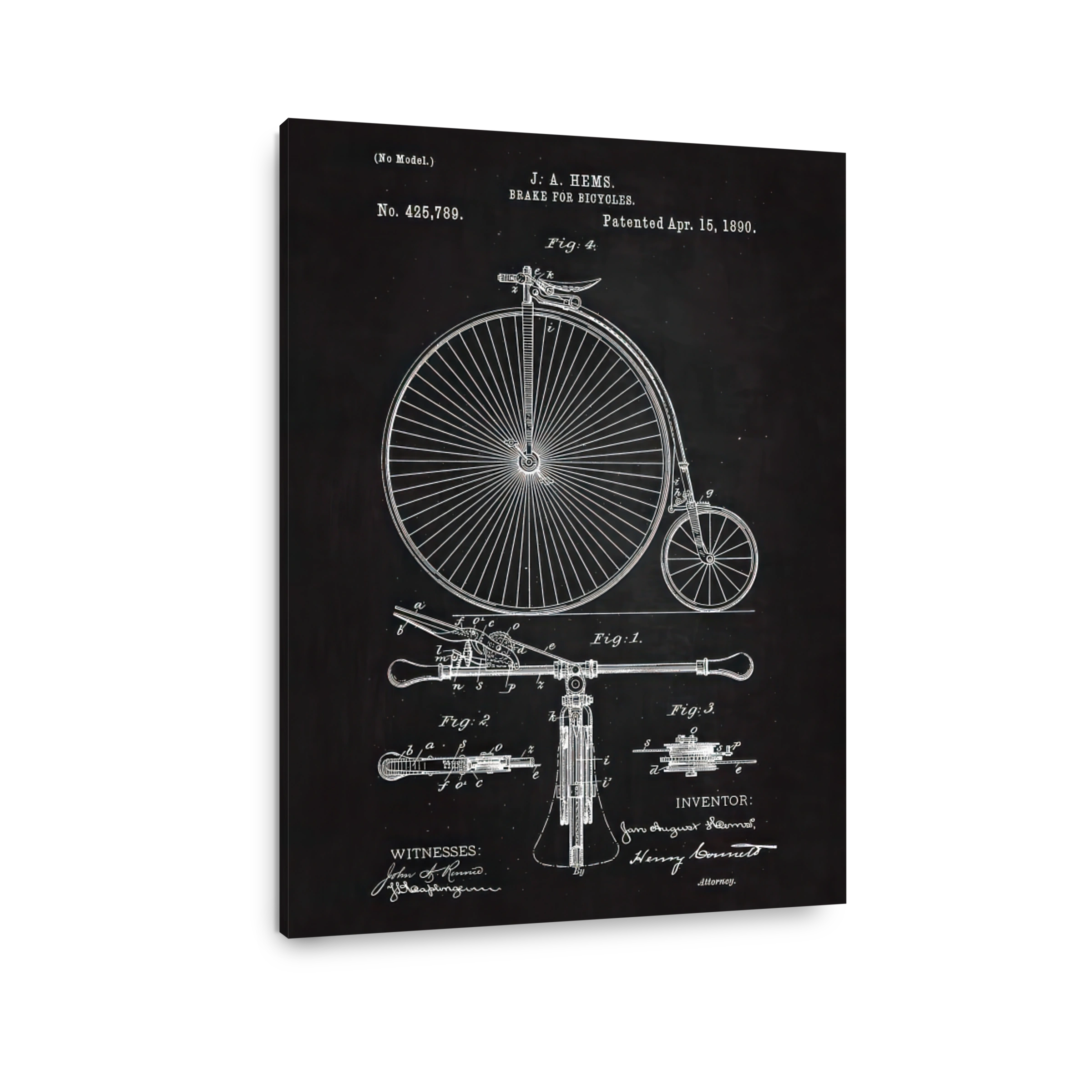 Penny-Farthing Bicycle Patent Blueprint