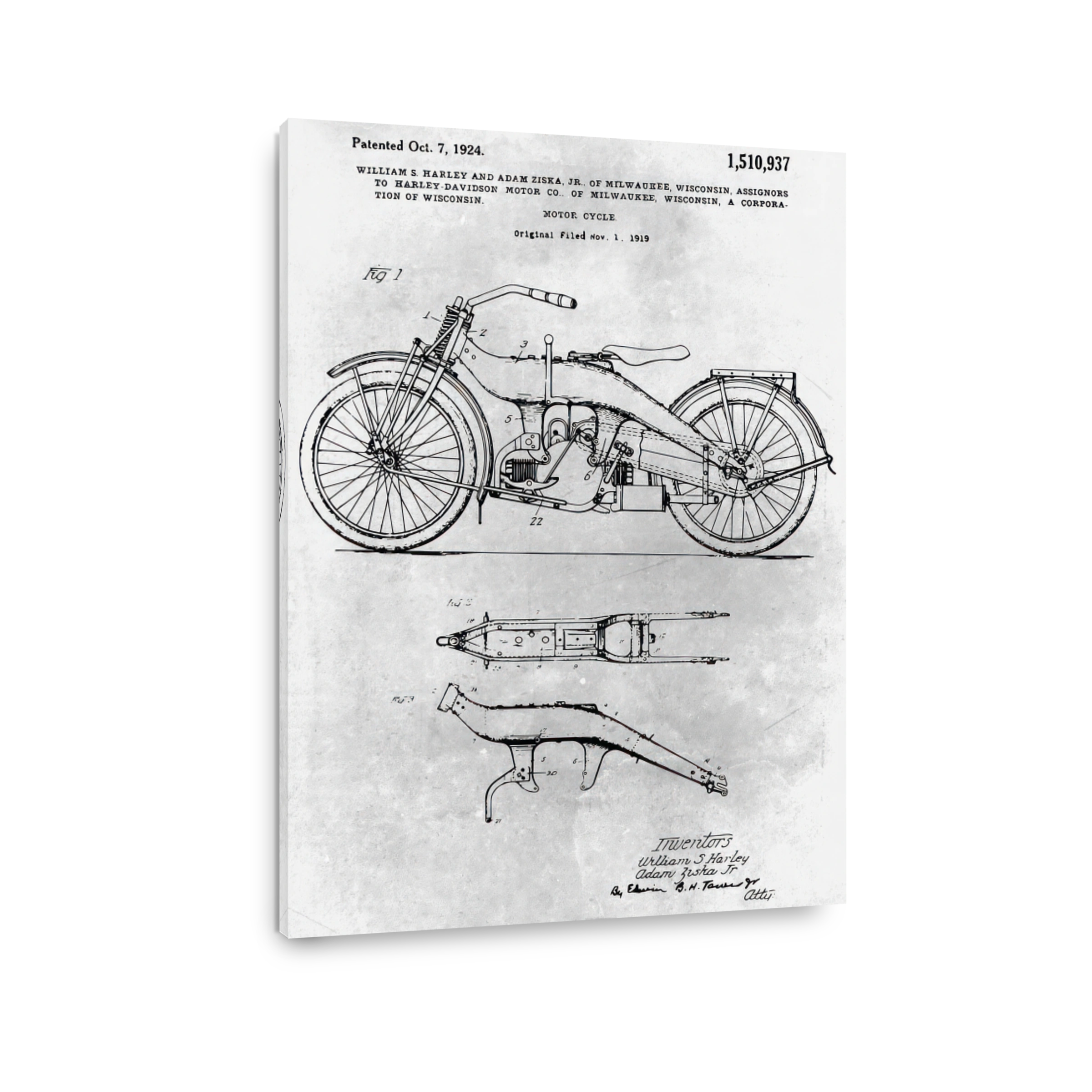 Harley-Davidson Motorcycle Patent Blueprint