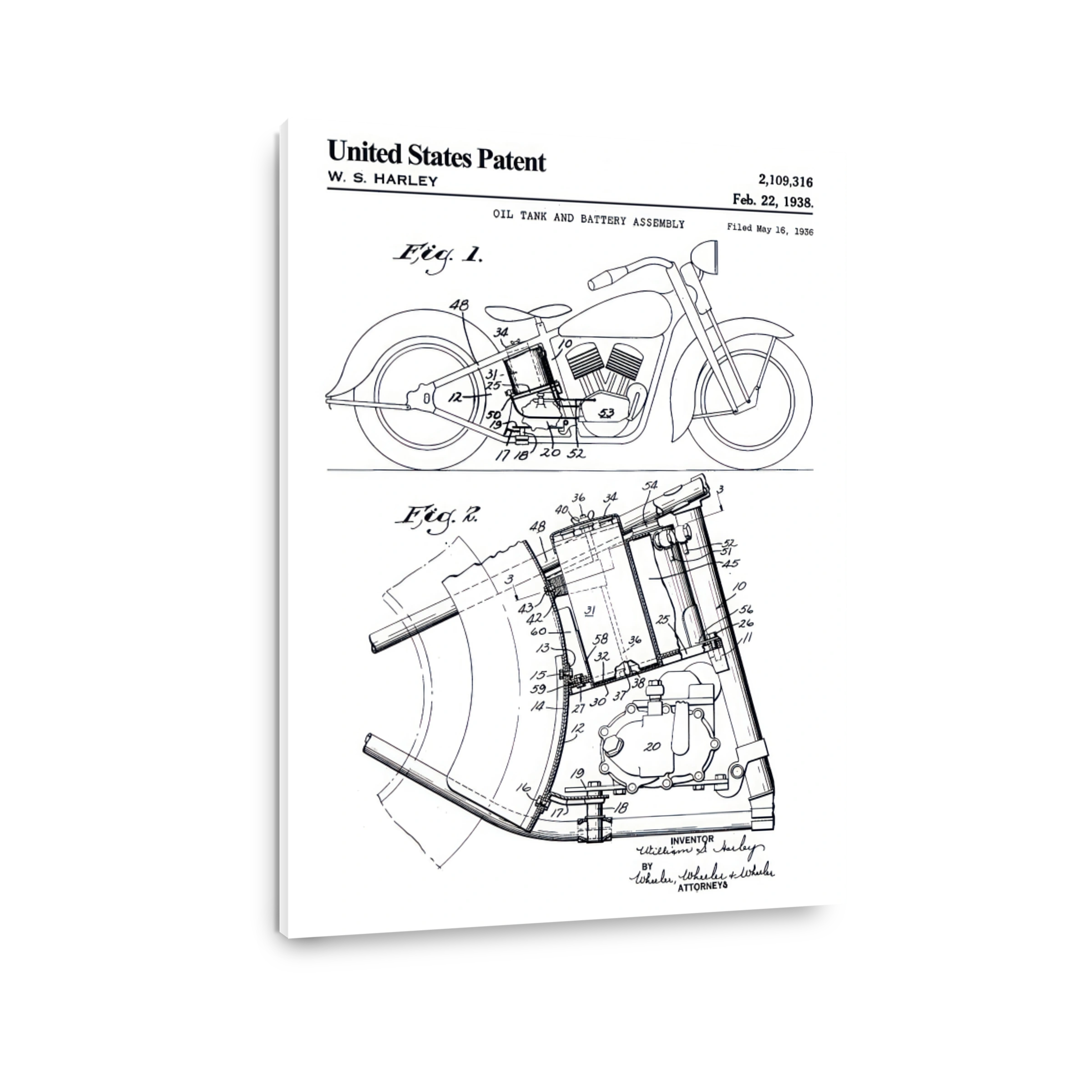 Harley Motorcycle Patent Blueprint