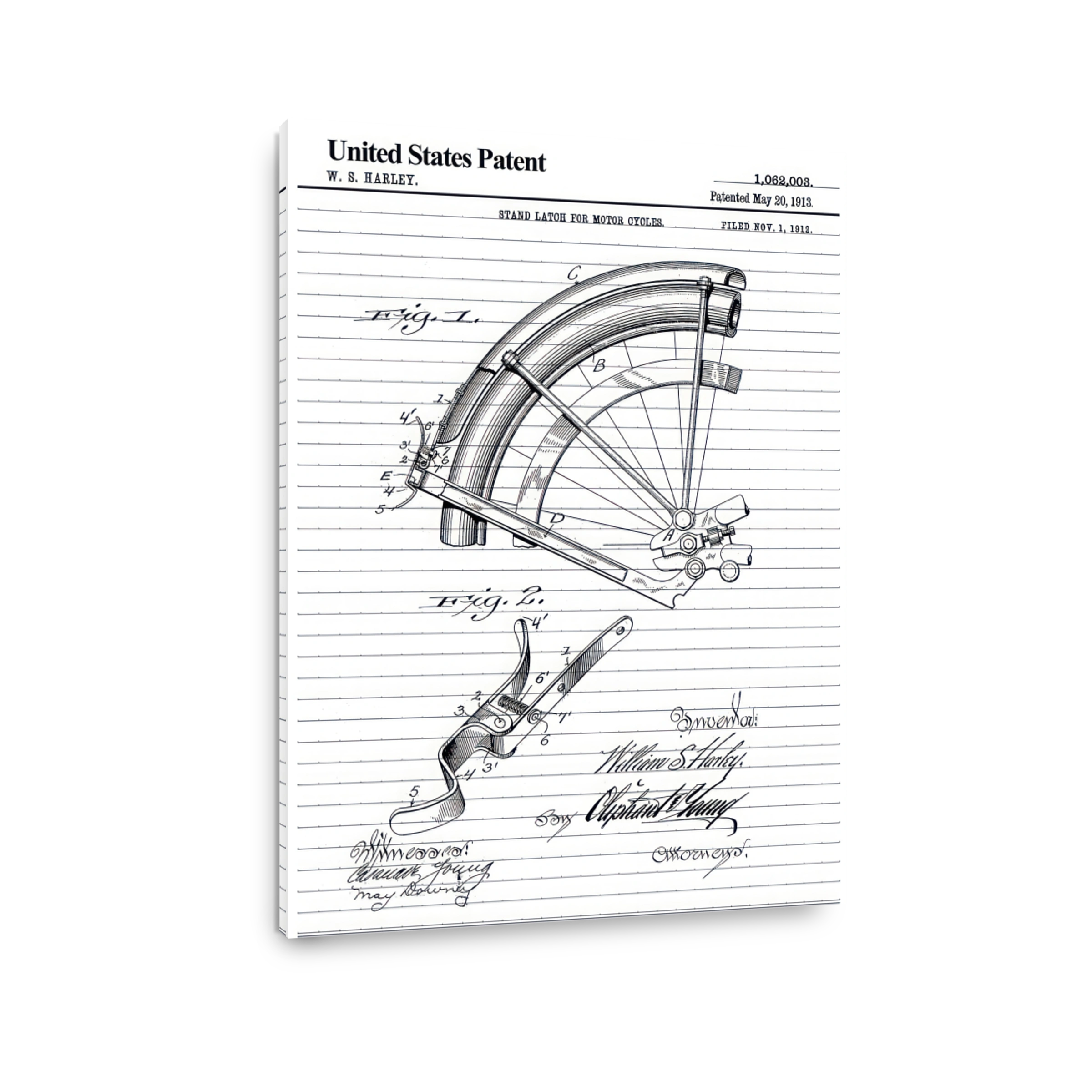 Vintage Motorcycle Stand Latch Patent