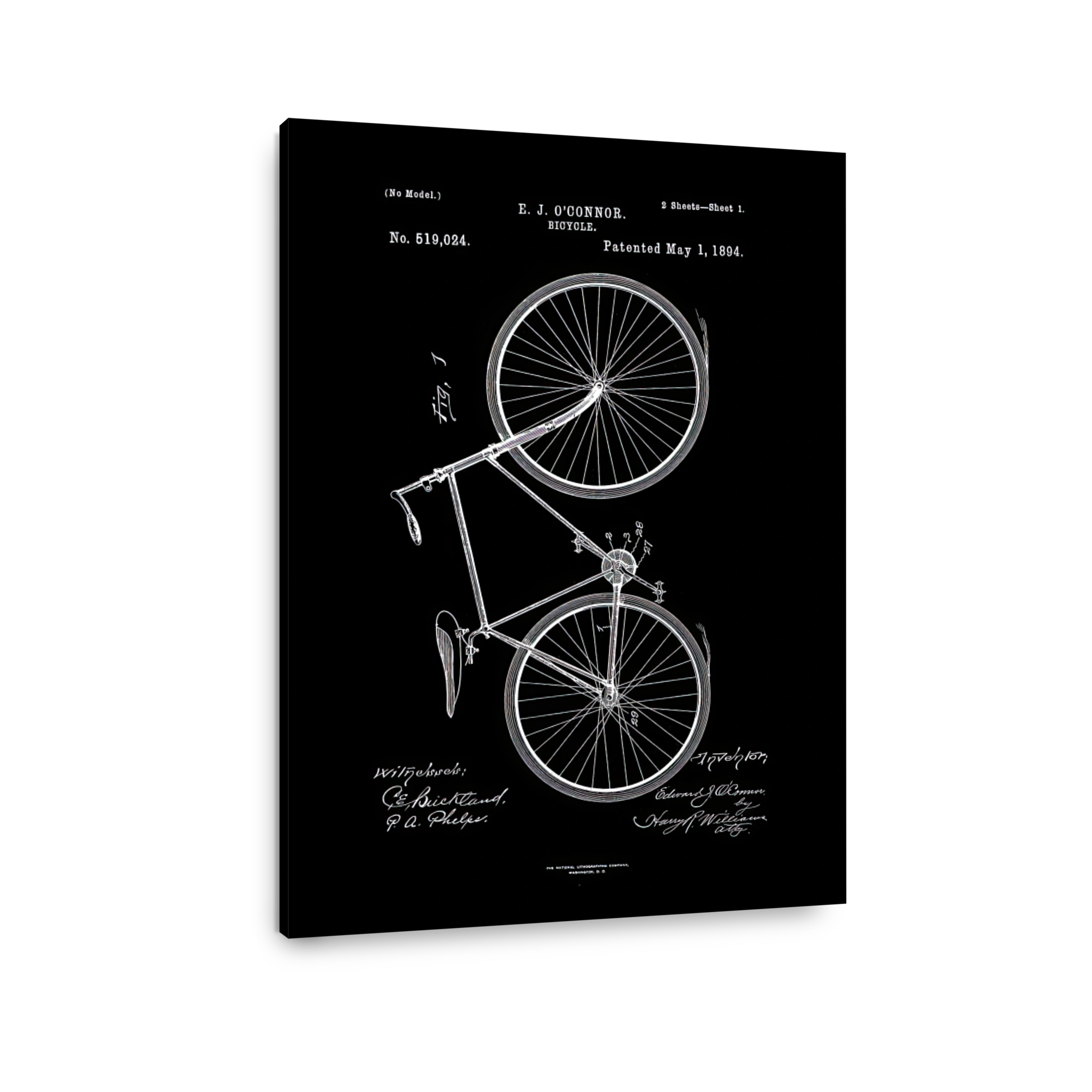 Vintage Bicycle Patent Blueprint