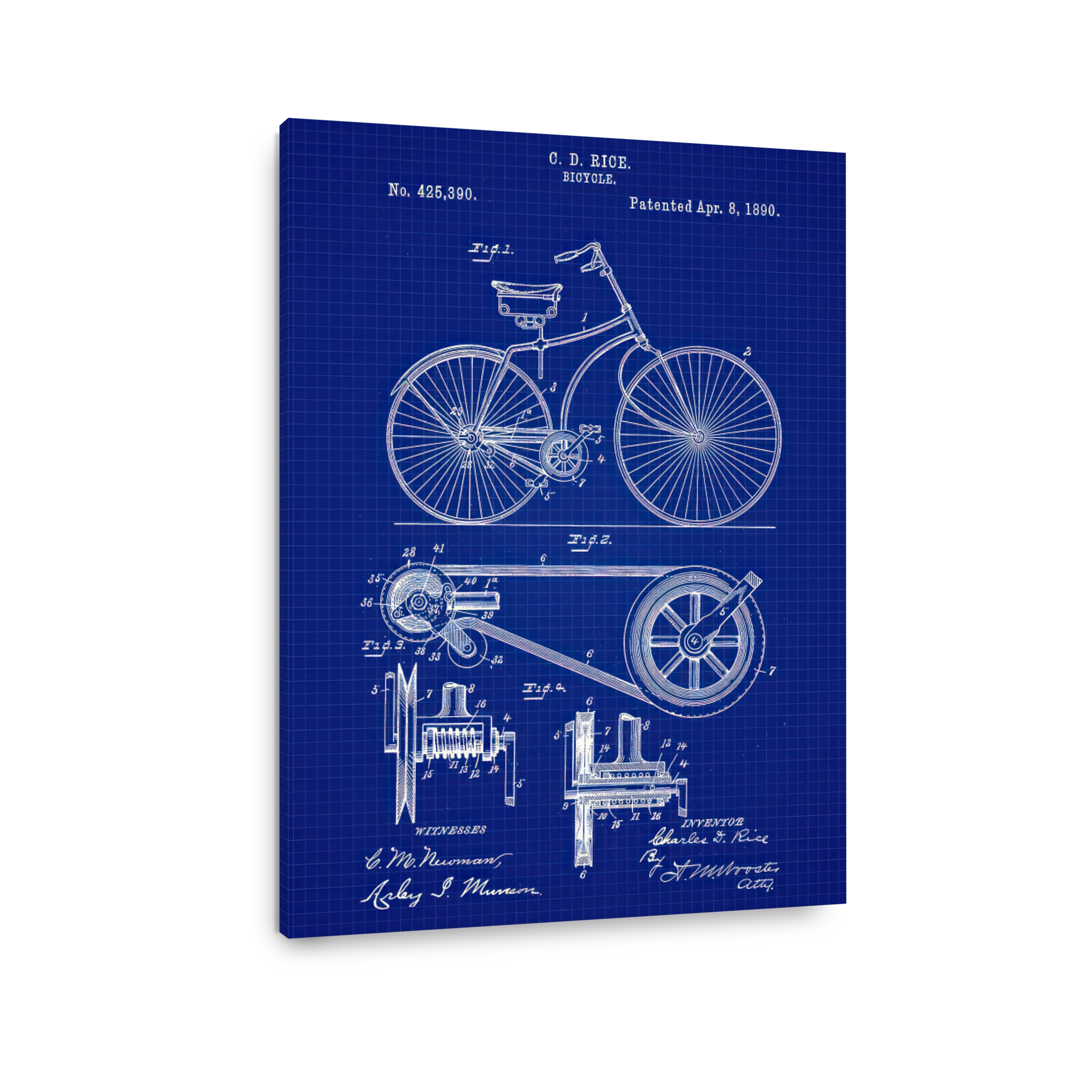 Vintage Bicycle Patent Blueprint