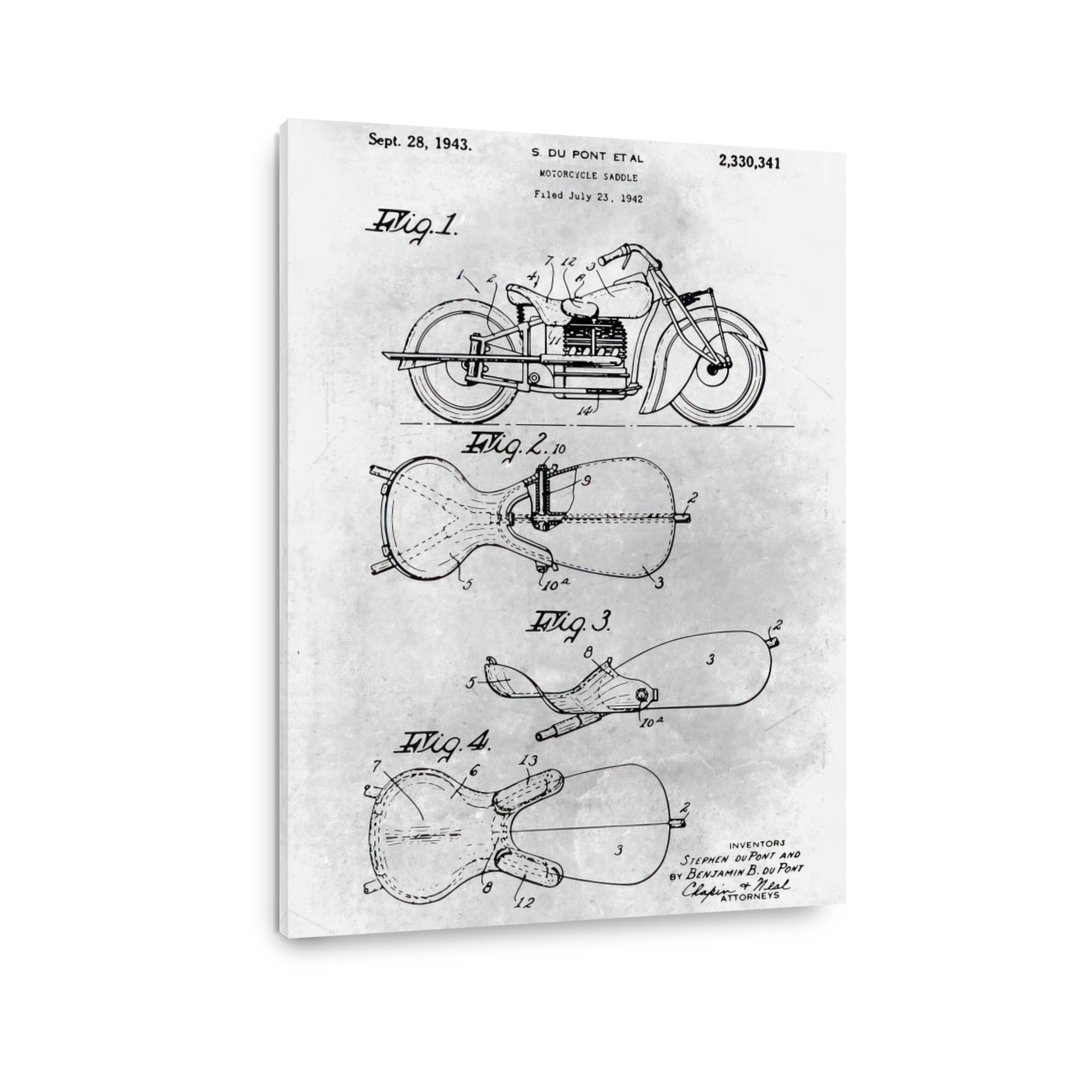 Vintage Motorcycle Saddle Blueprint
