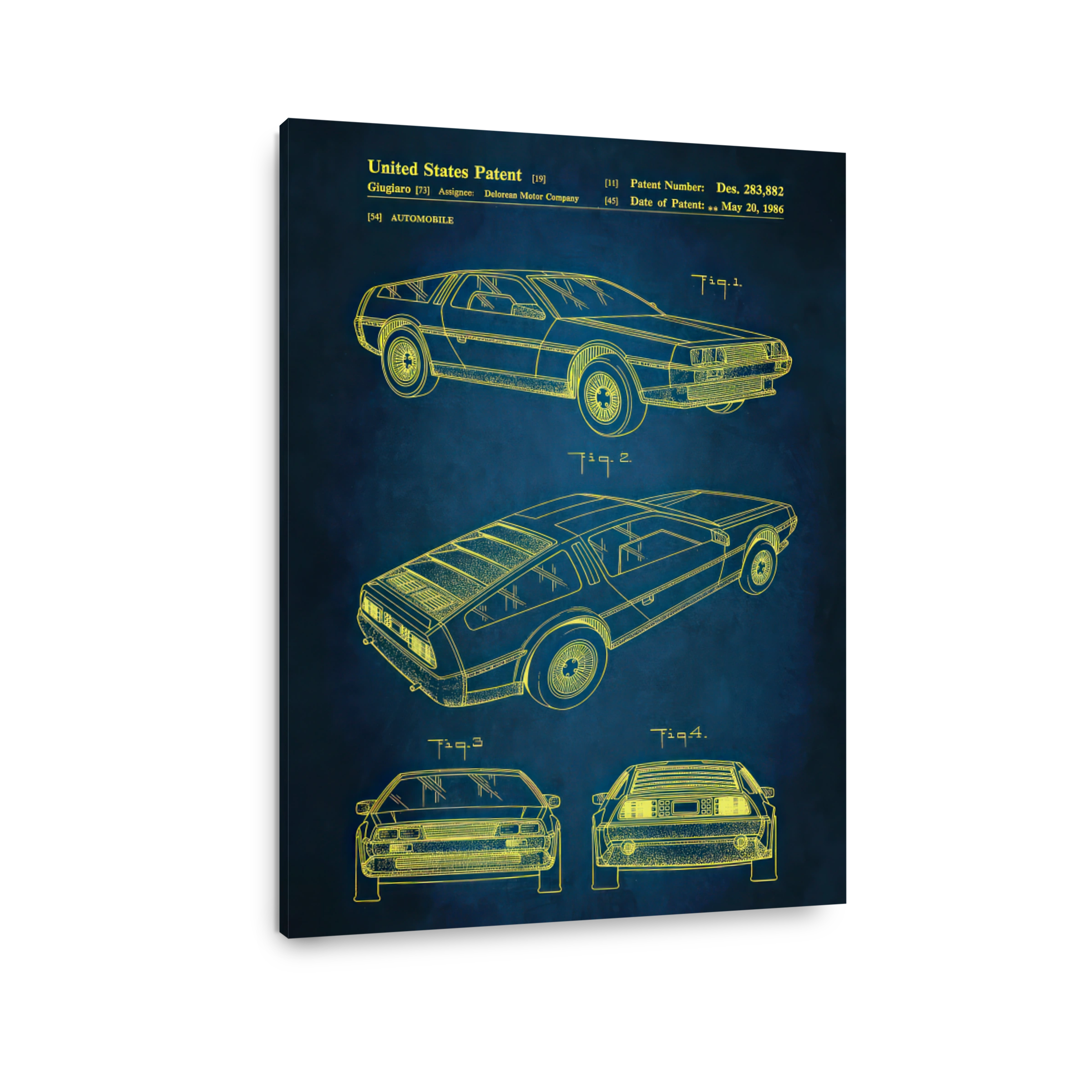 DeLorean DMC-12 Patent Blueprint Art