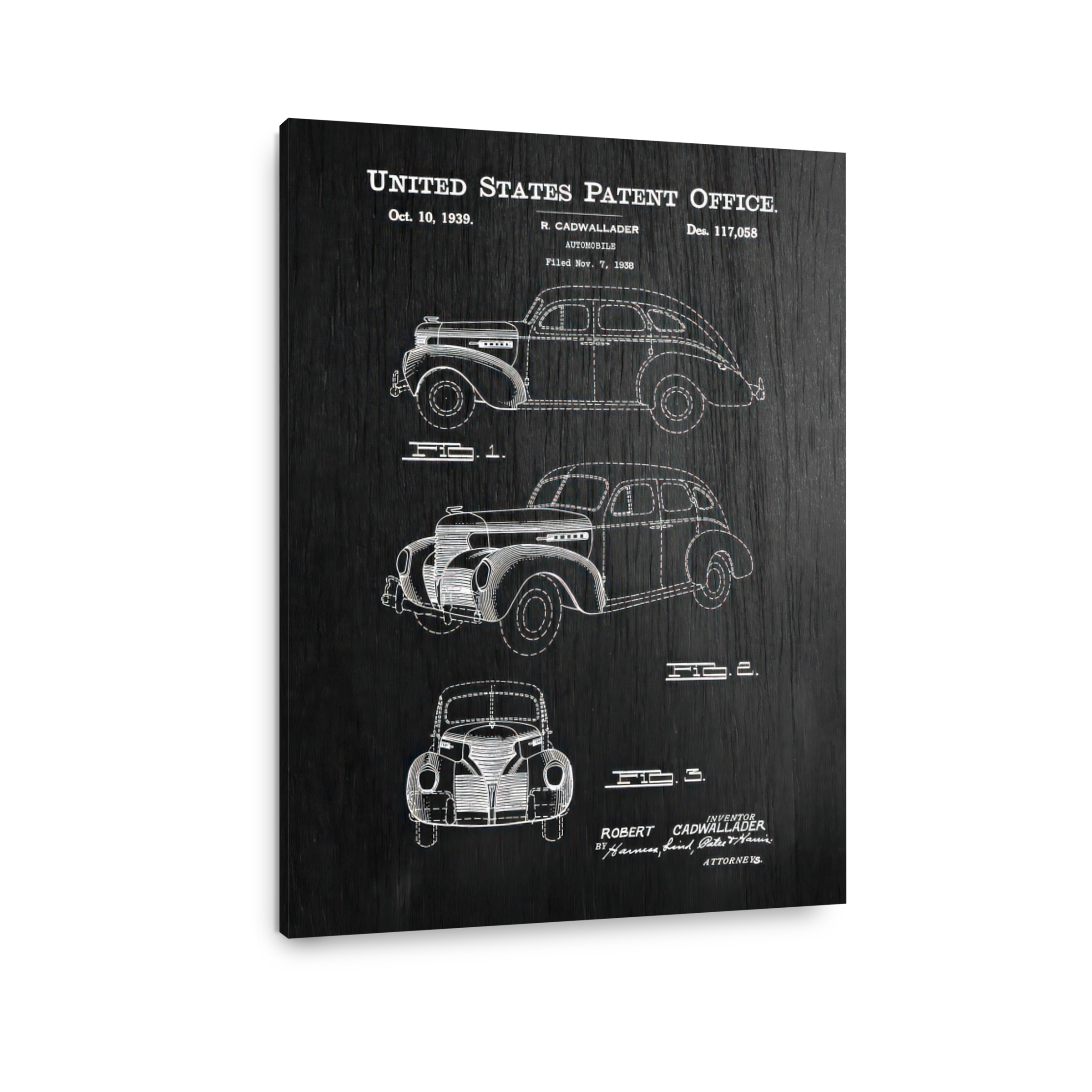 Vintage Automobile Patent Blueprint Art