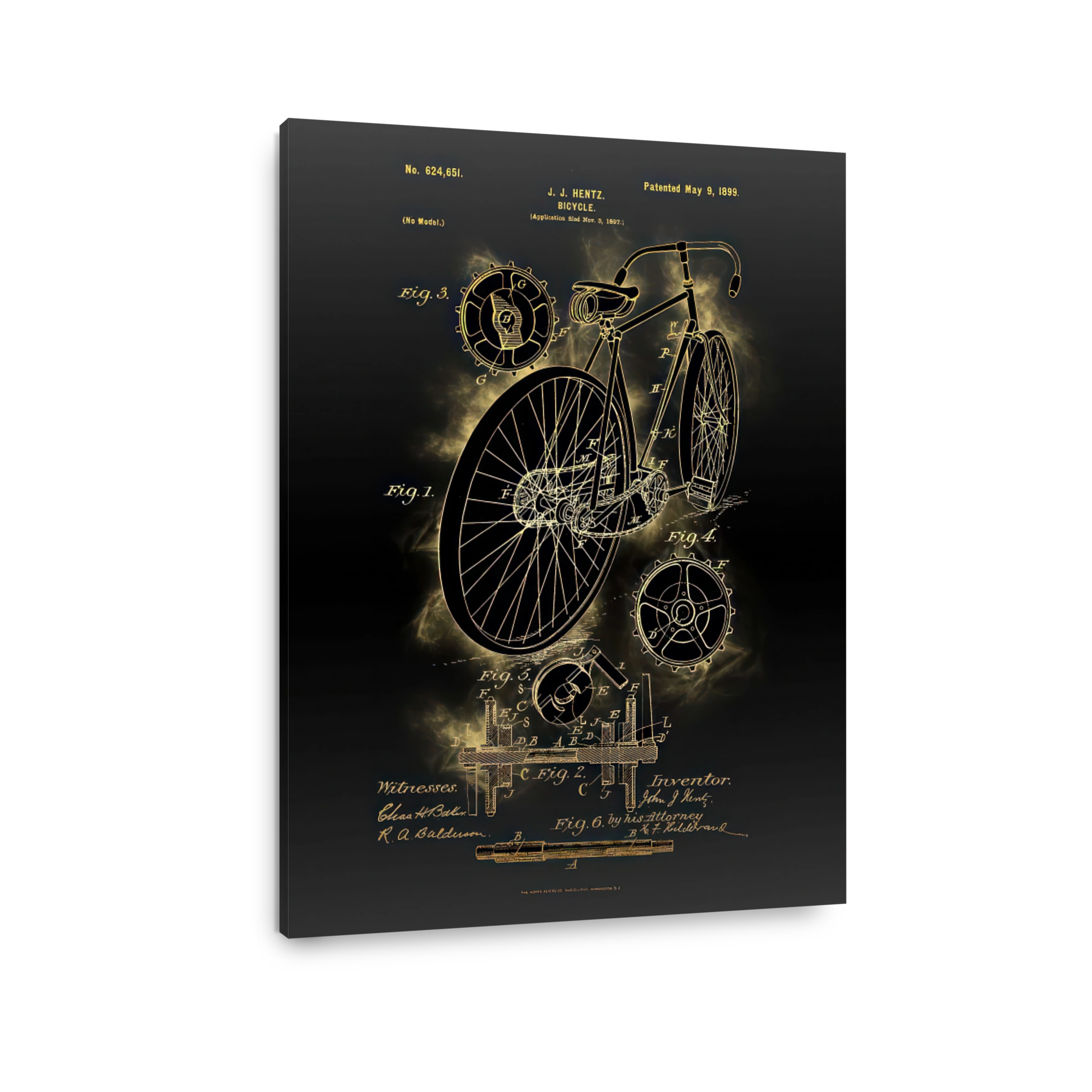 Vintage Bicycle Patent Blueprint Art