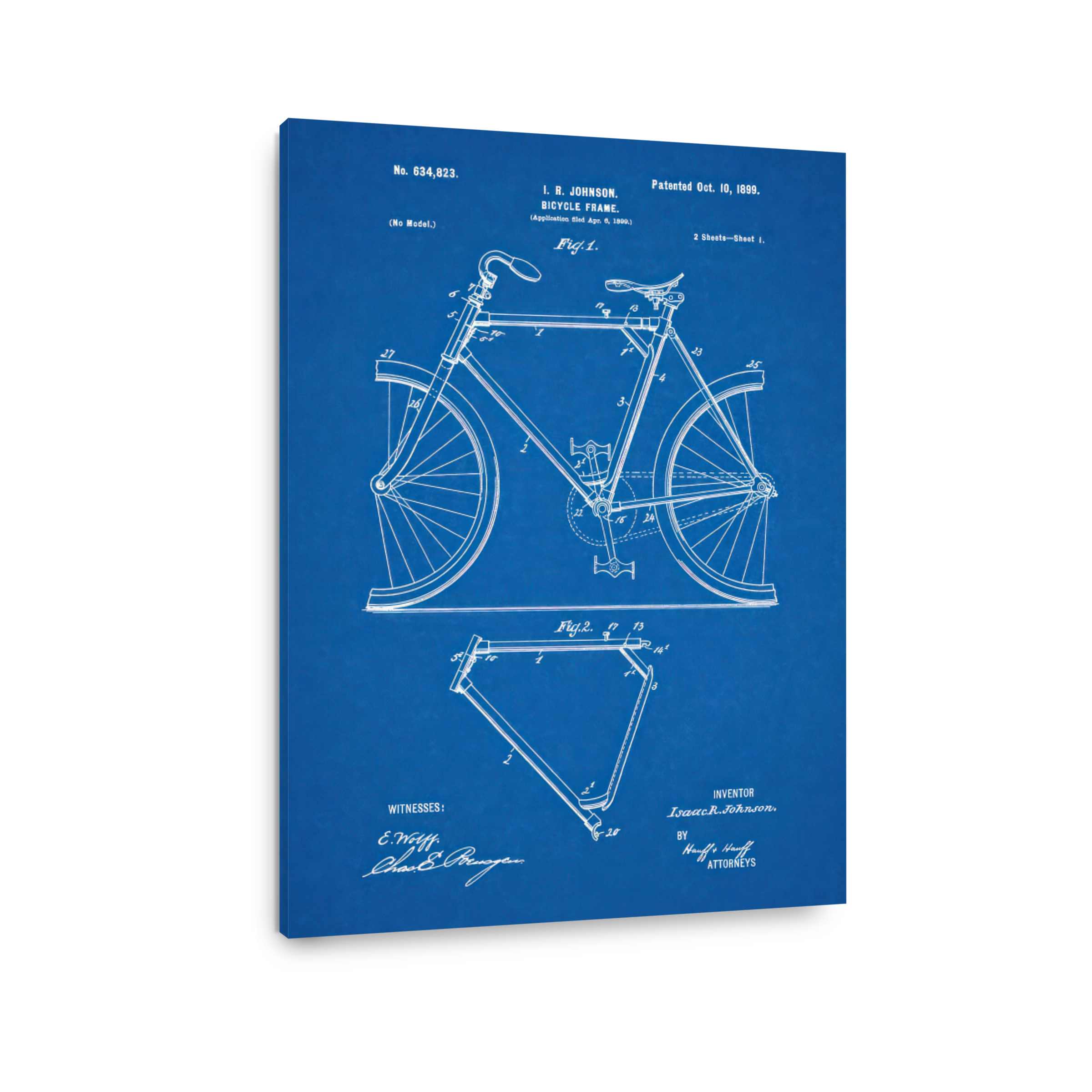 Vintage Bicycle Frame Patent Blueprint