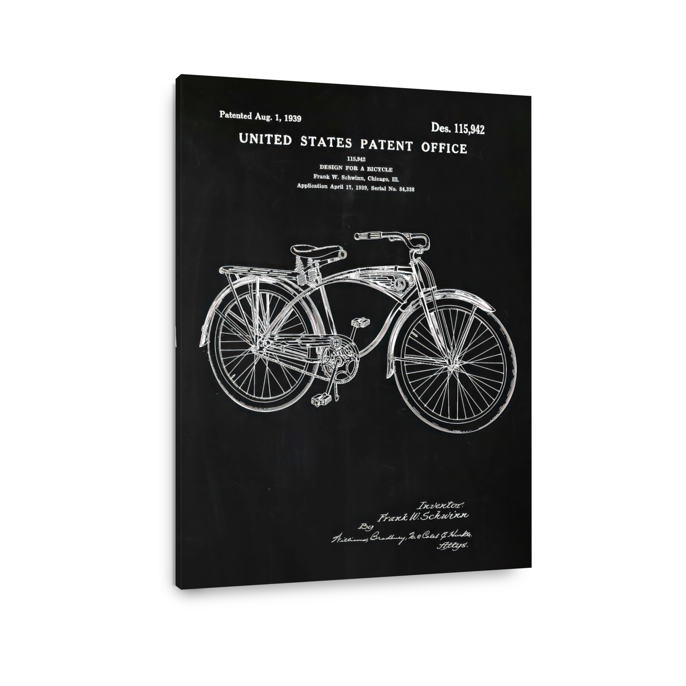 Schwinn Bicycle Patent Blueprint Art