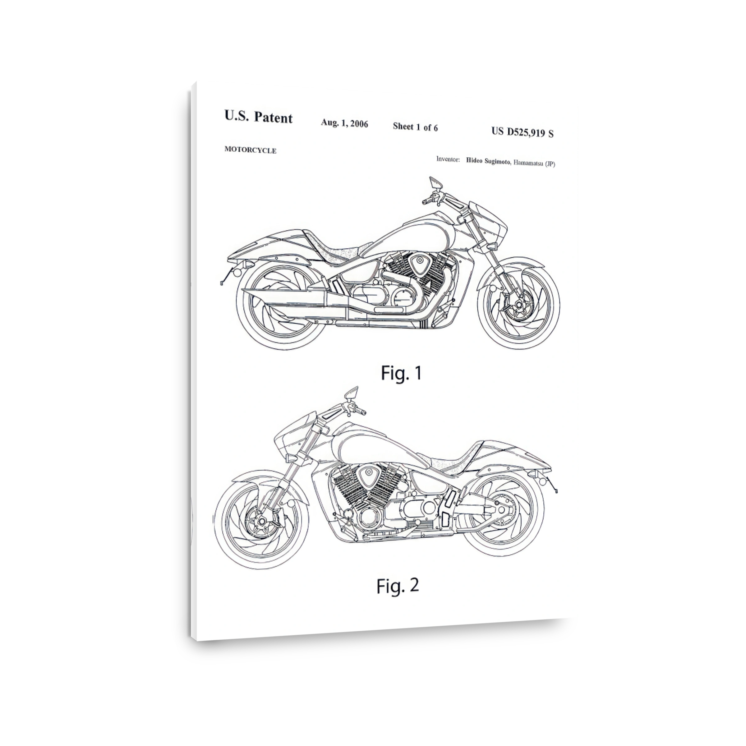 Motorcycle Patent Blueprint Art