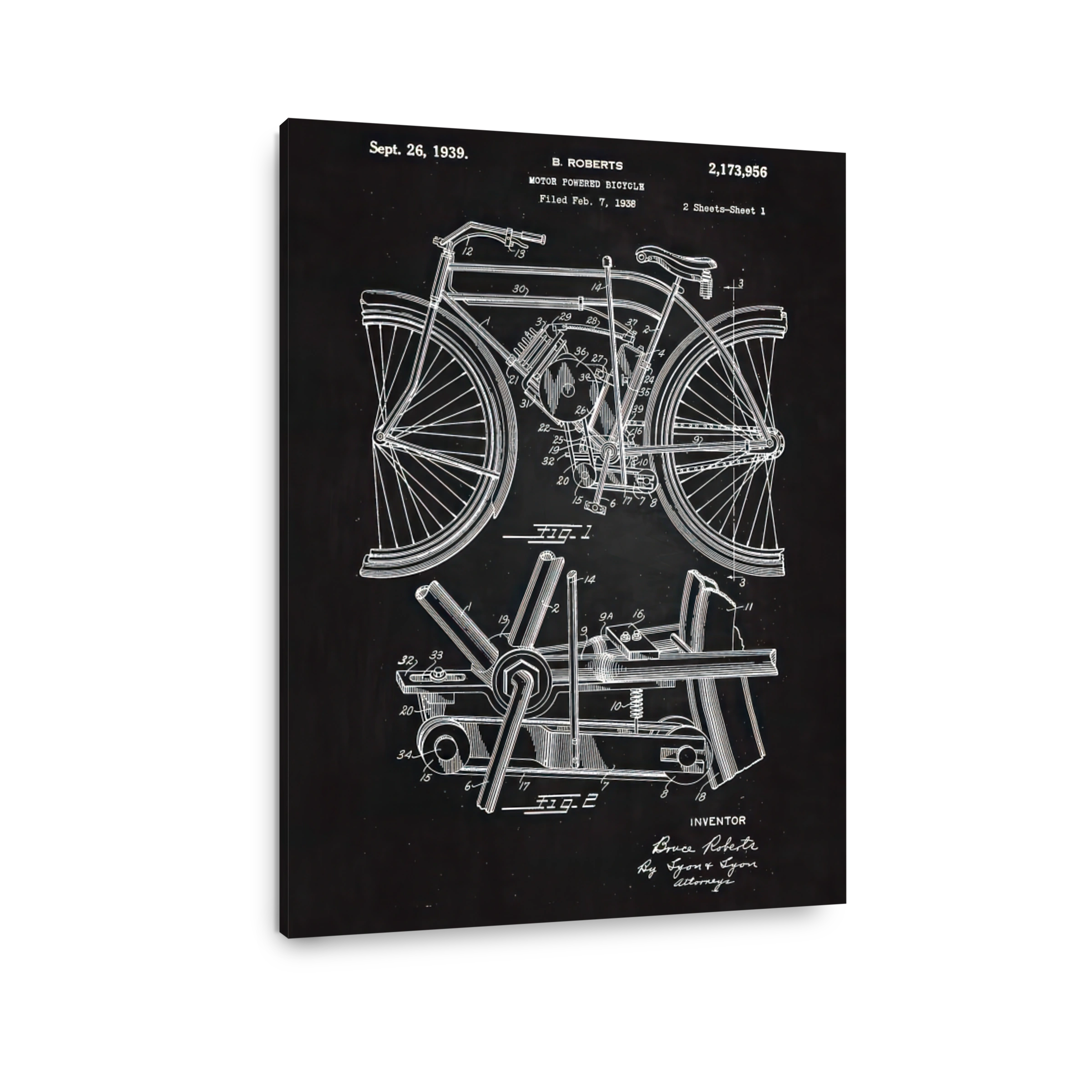 Vintage Motor Powered Bicycle Blueprint