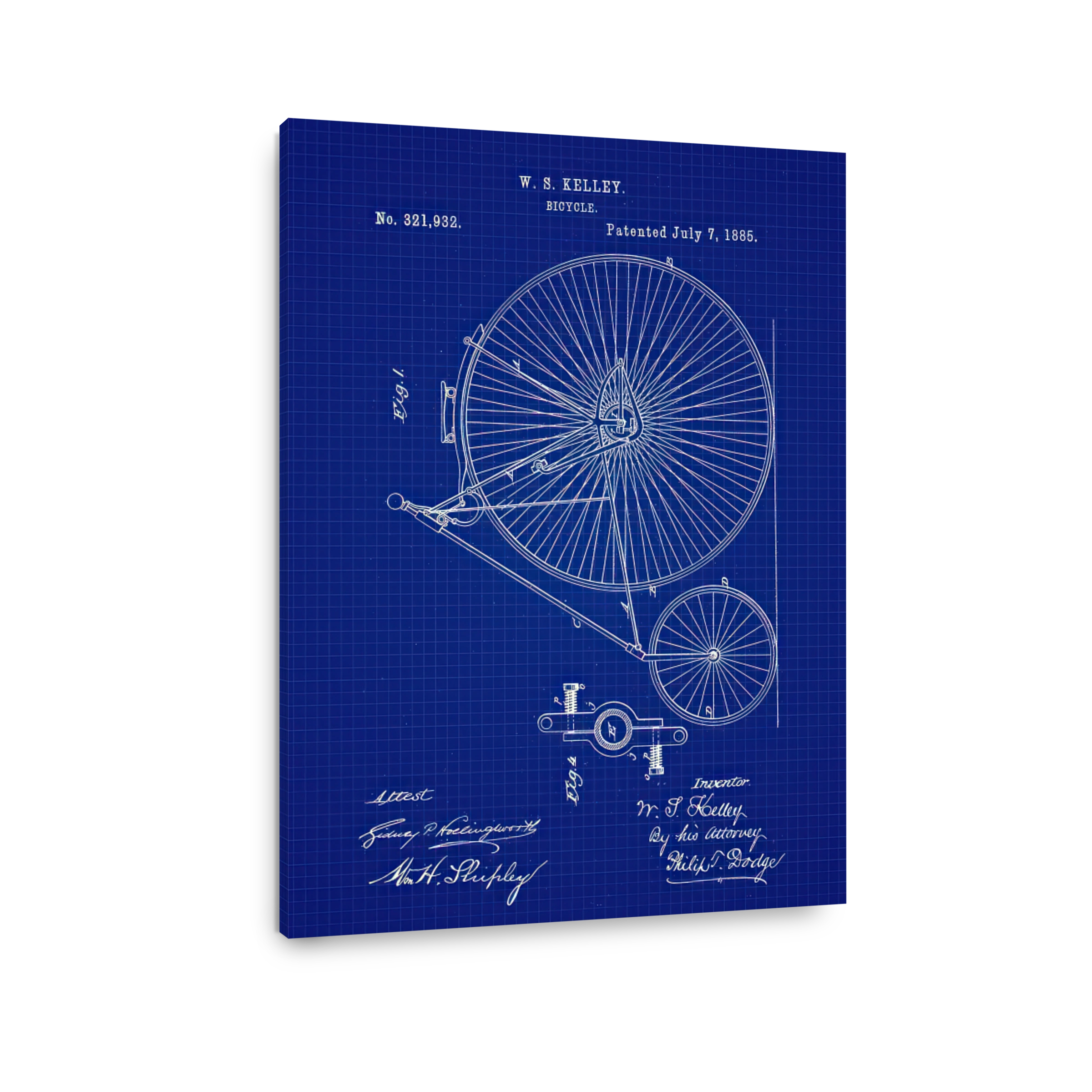 W. S. Kelley Bicycle Patent Blueprint