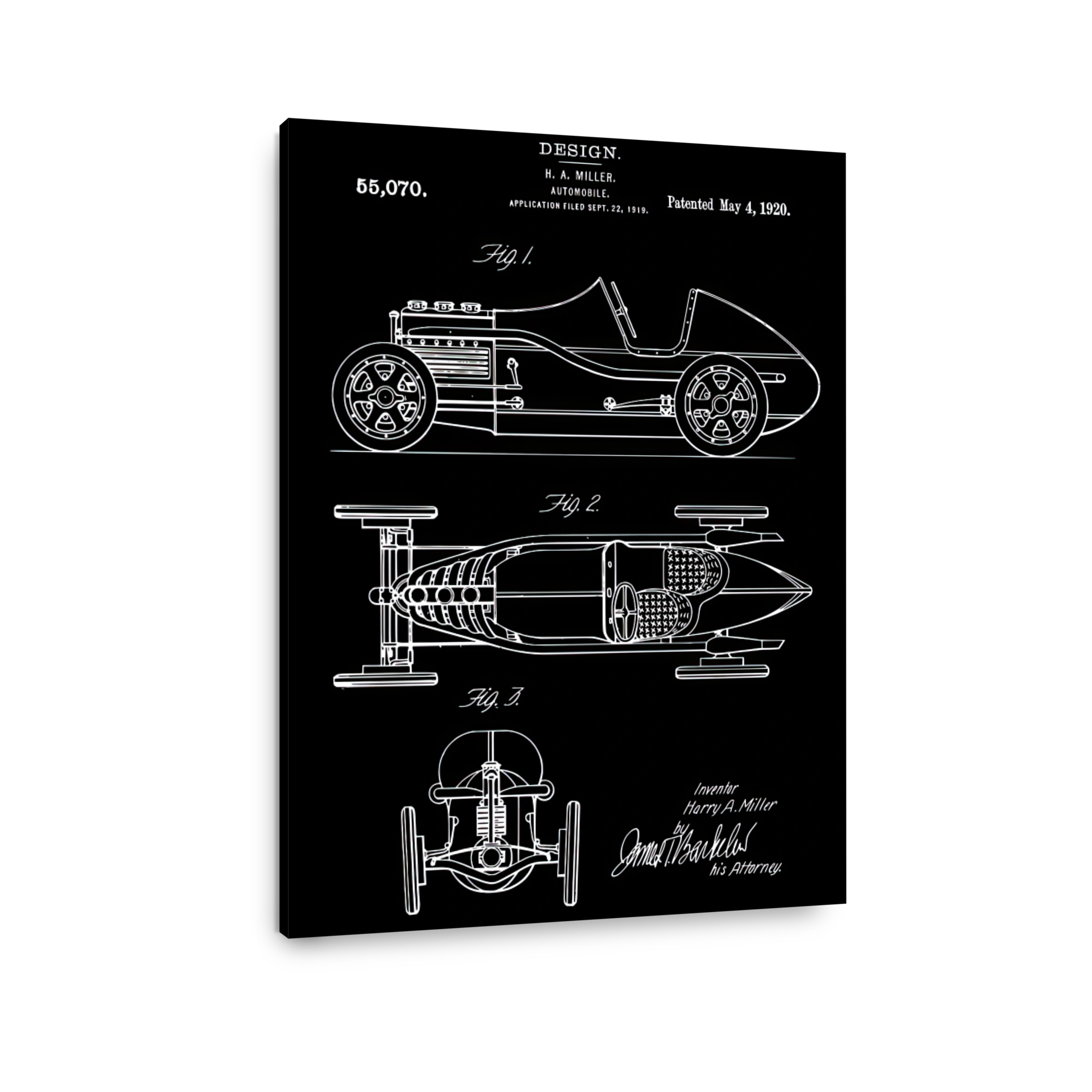 Vintage Car Patent Blueprint Design