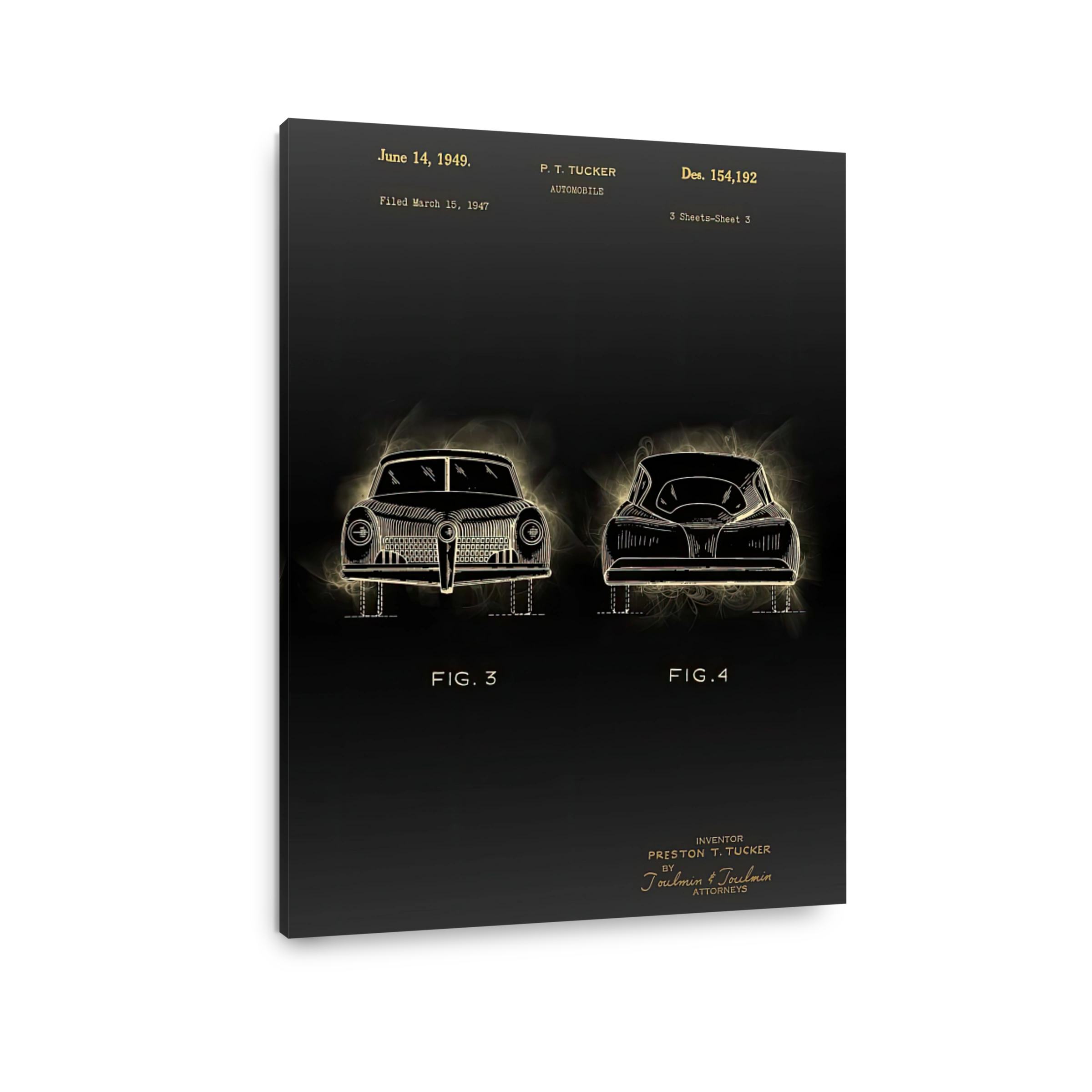 Vintage Car Blueprint Art