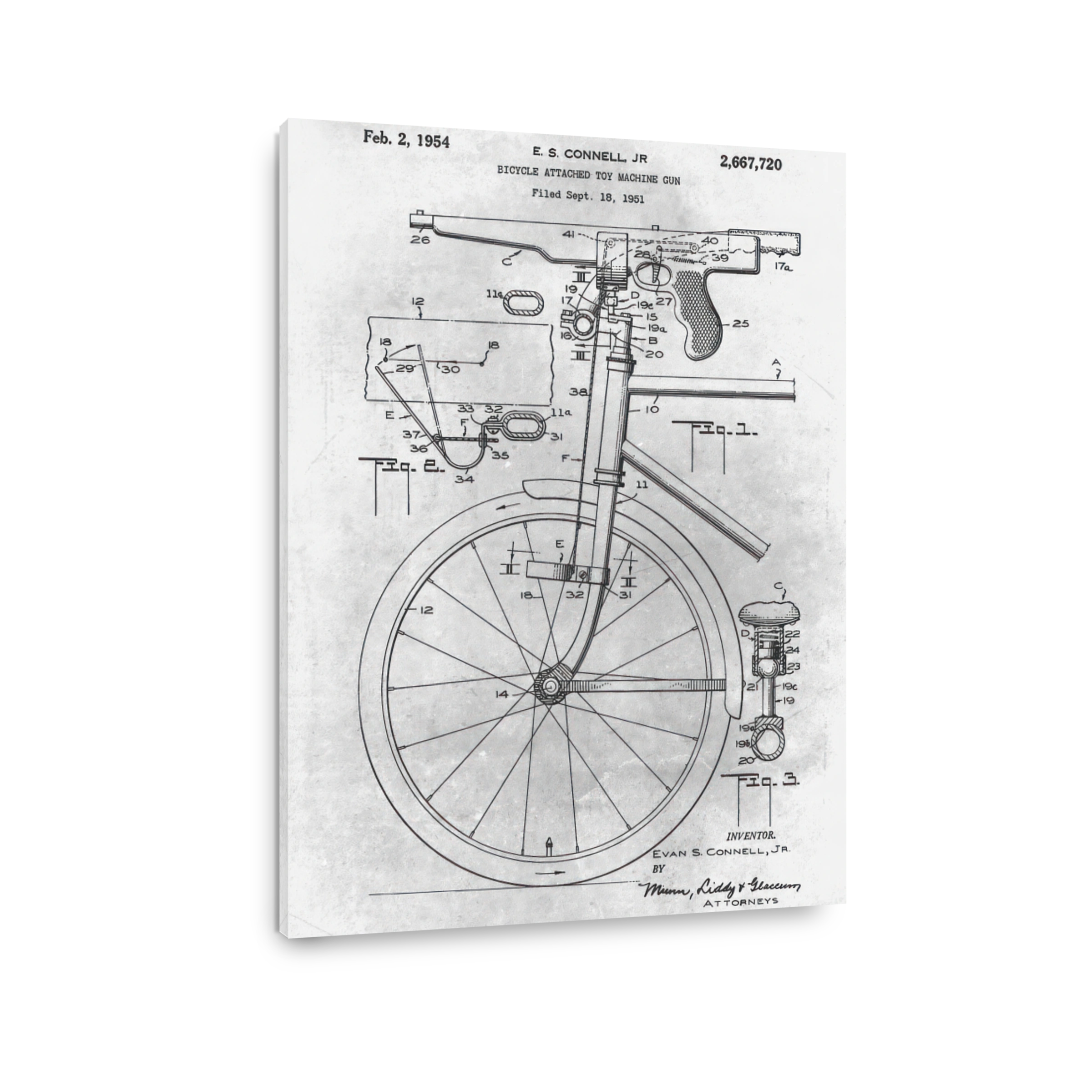 Bicycle Toy Machine Gun Patent Blueprint