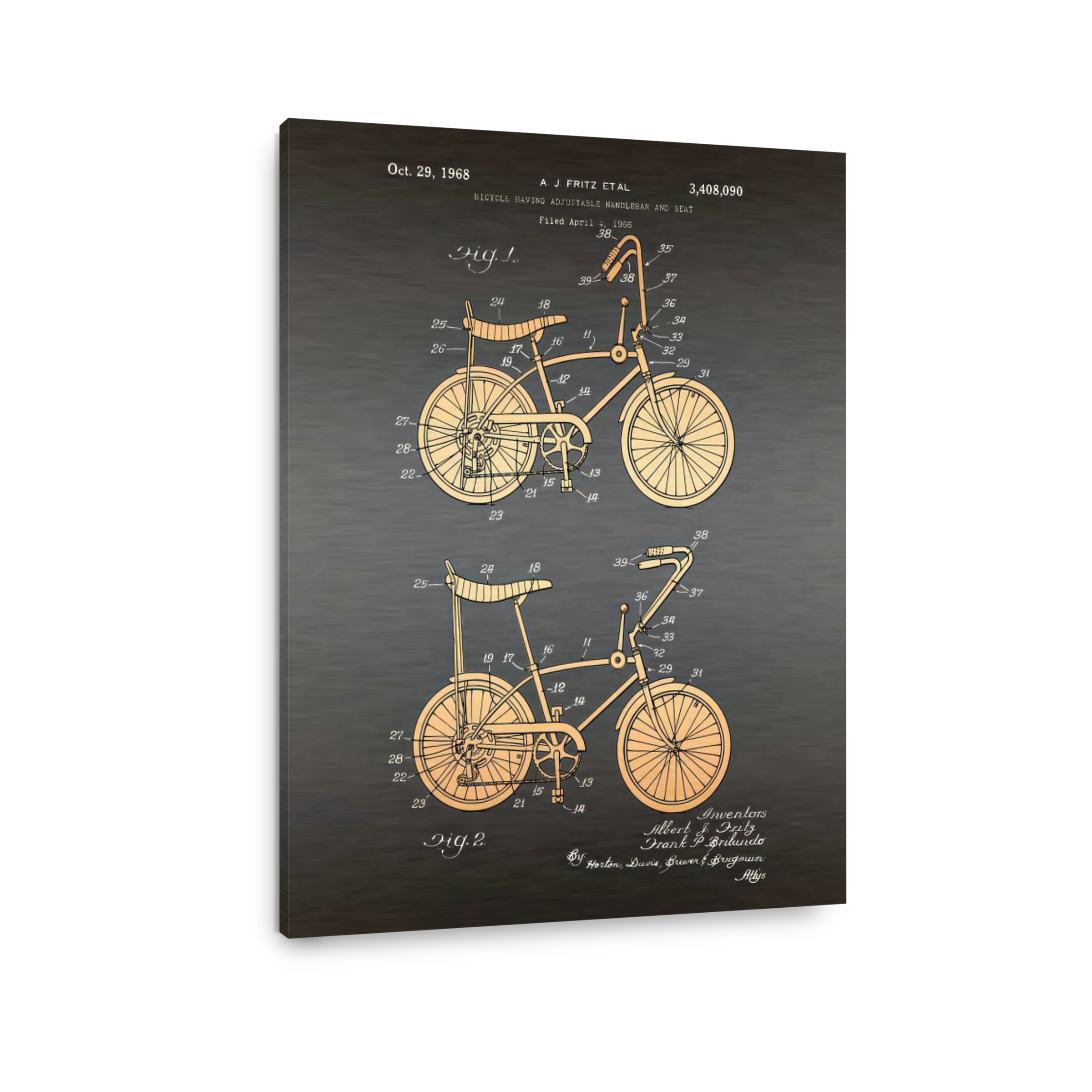 Vintage Bicycle Patent Blueprint Art