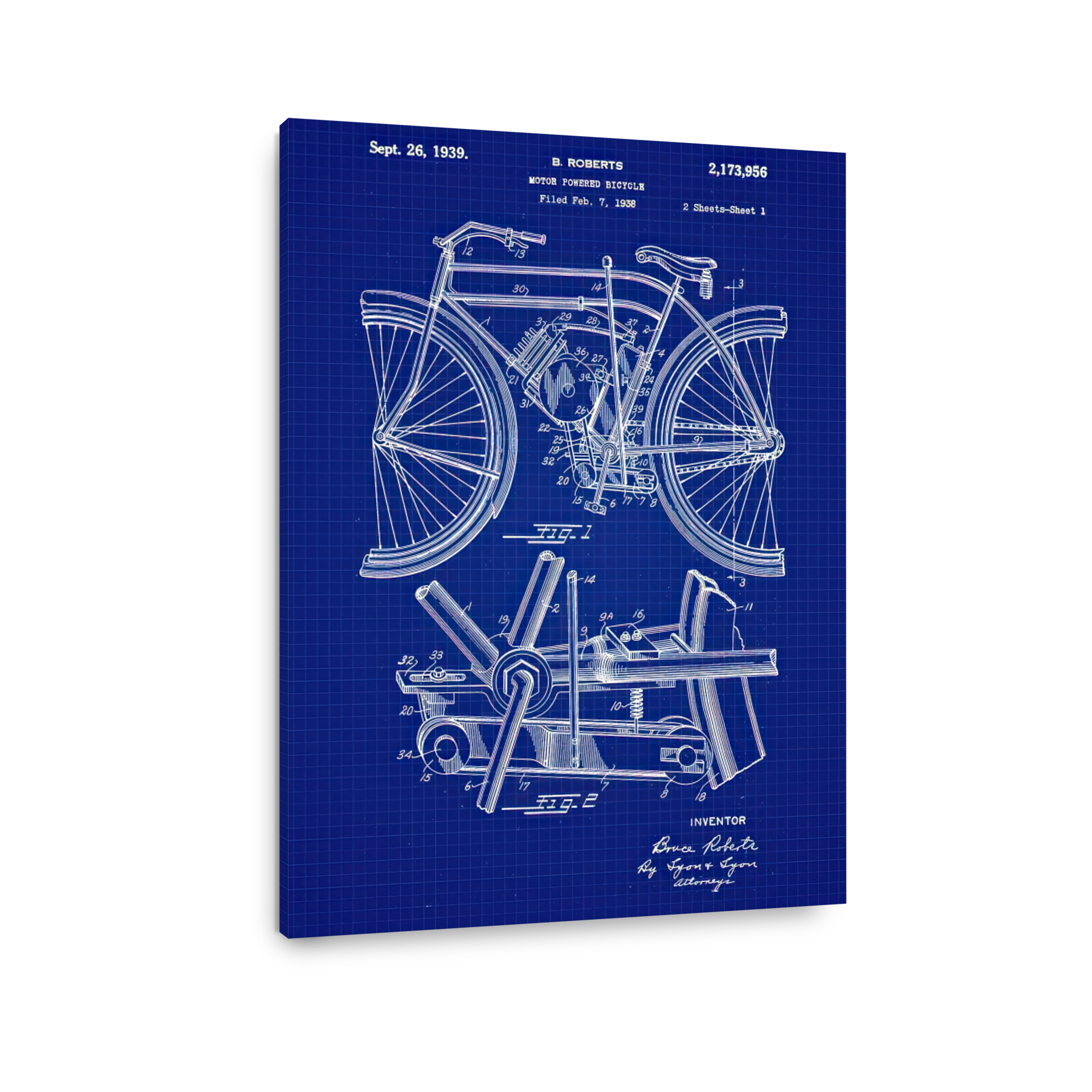 Motor Powered Bicycle Patent Blueprint