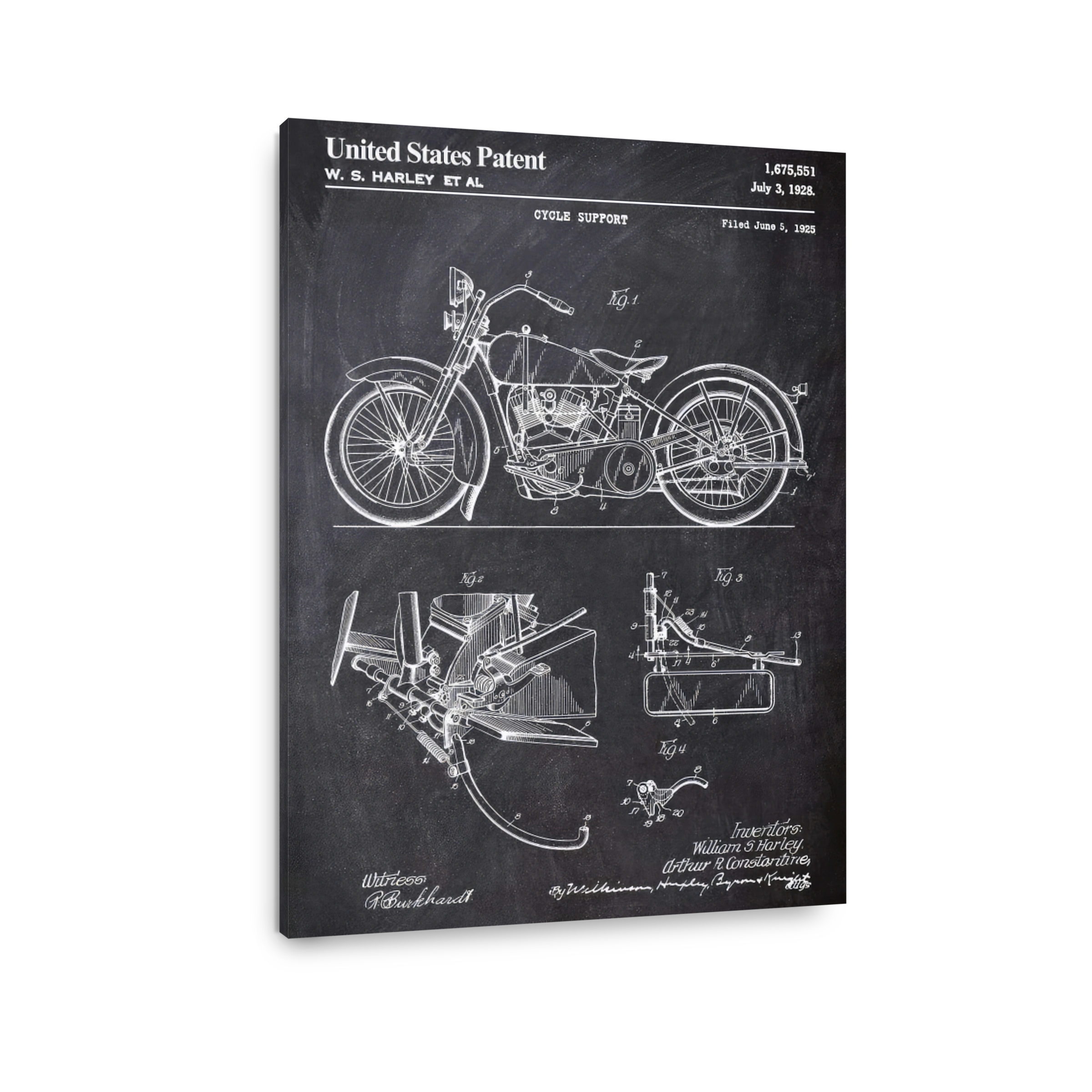 Harley Motorcycle Patent Blueprint Art