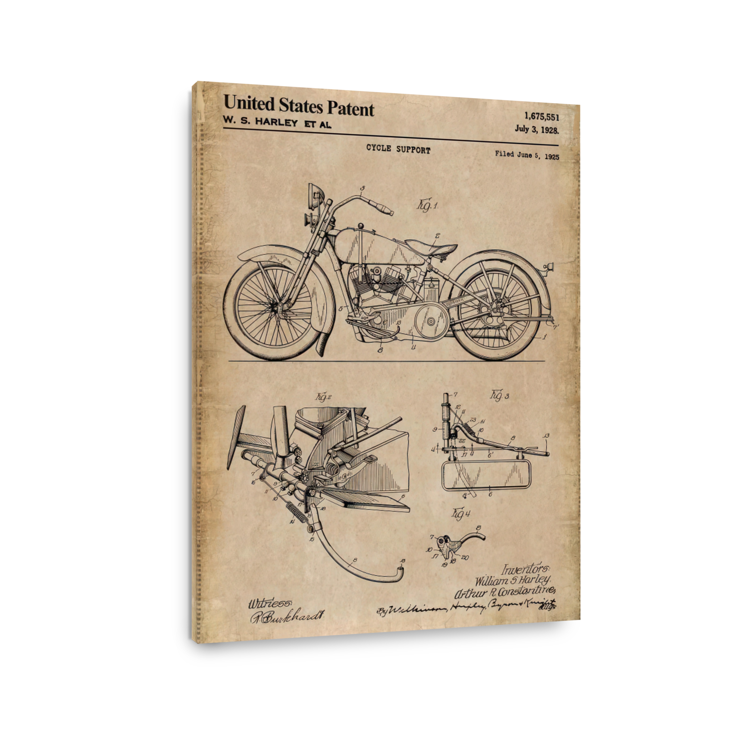 Vintage Harley Davidson Motorcycle Patent Art