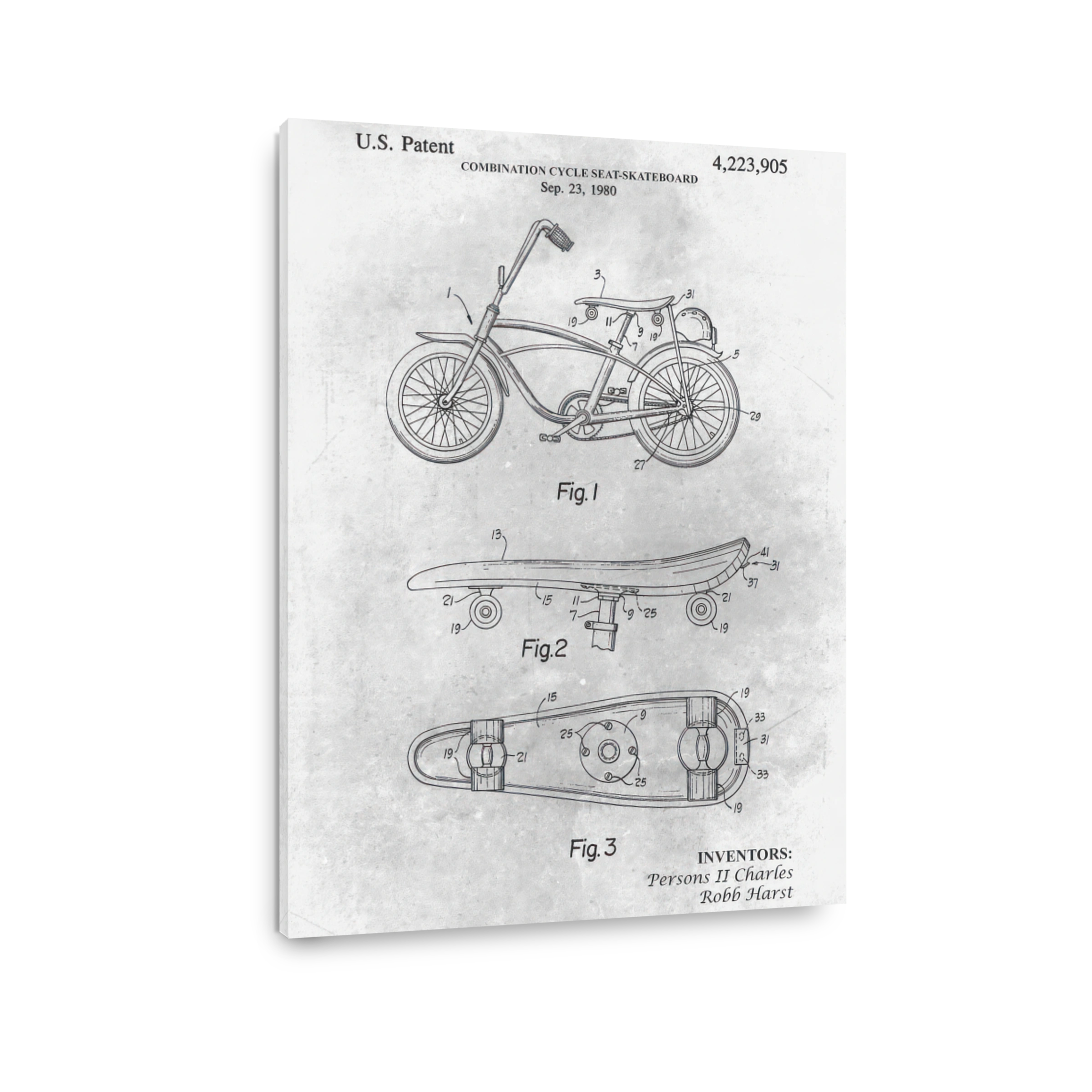 Vintage Bicycle Skateboard Patent Art